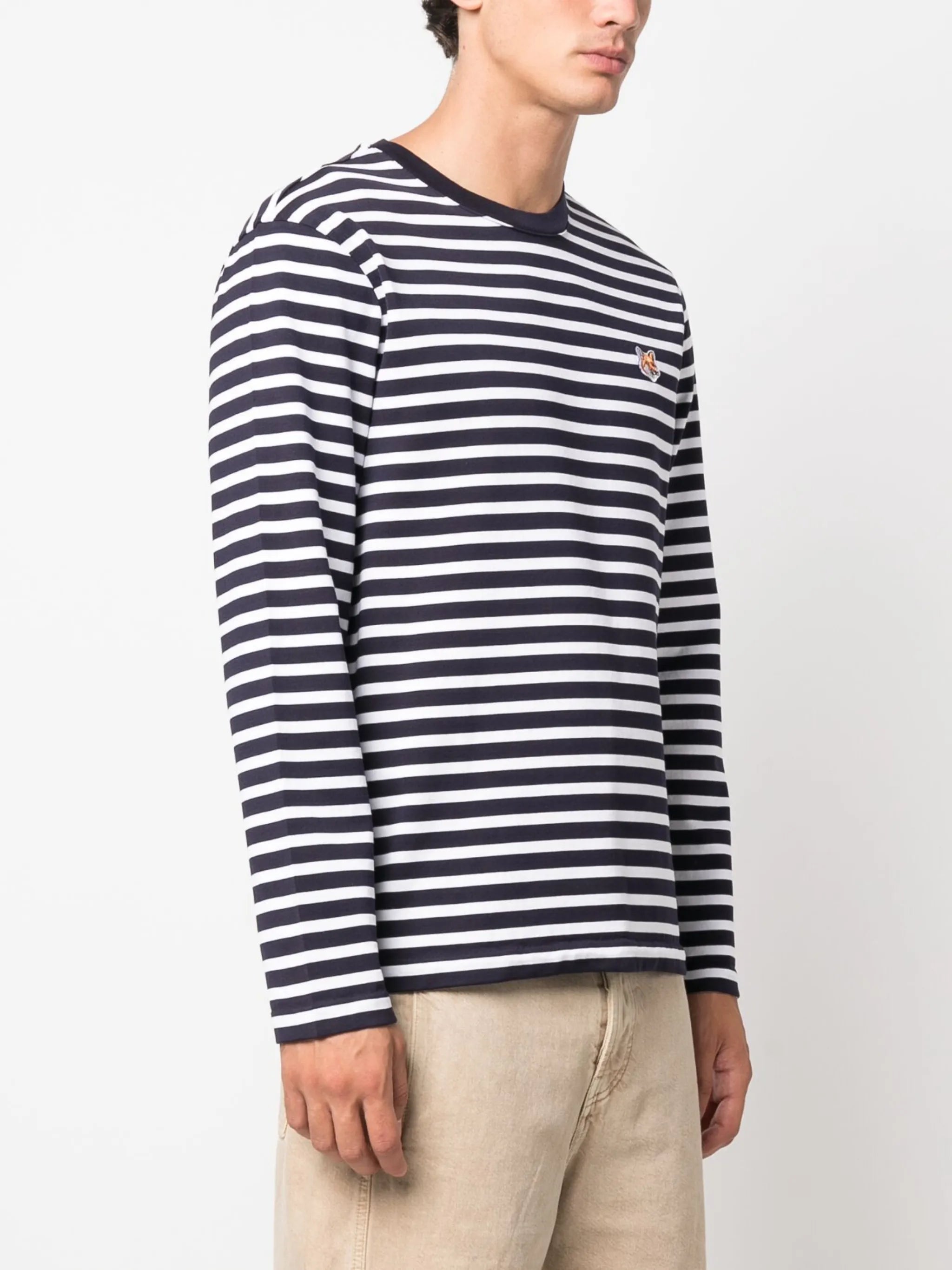 Fox-motif striped cotton T-shirt