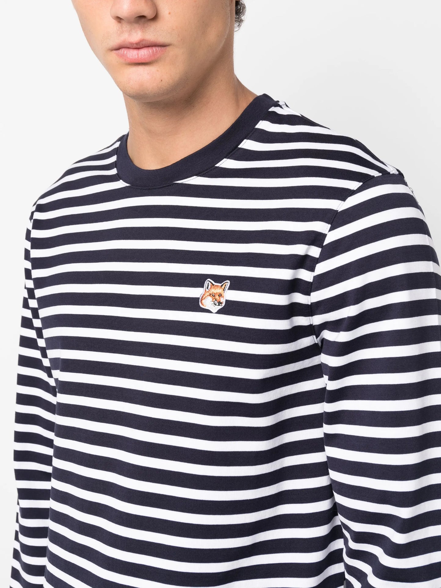 Fox-motif striped cotton T-shirt