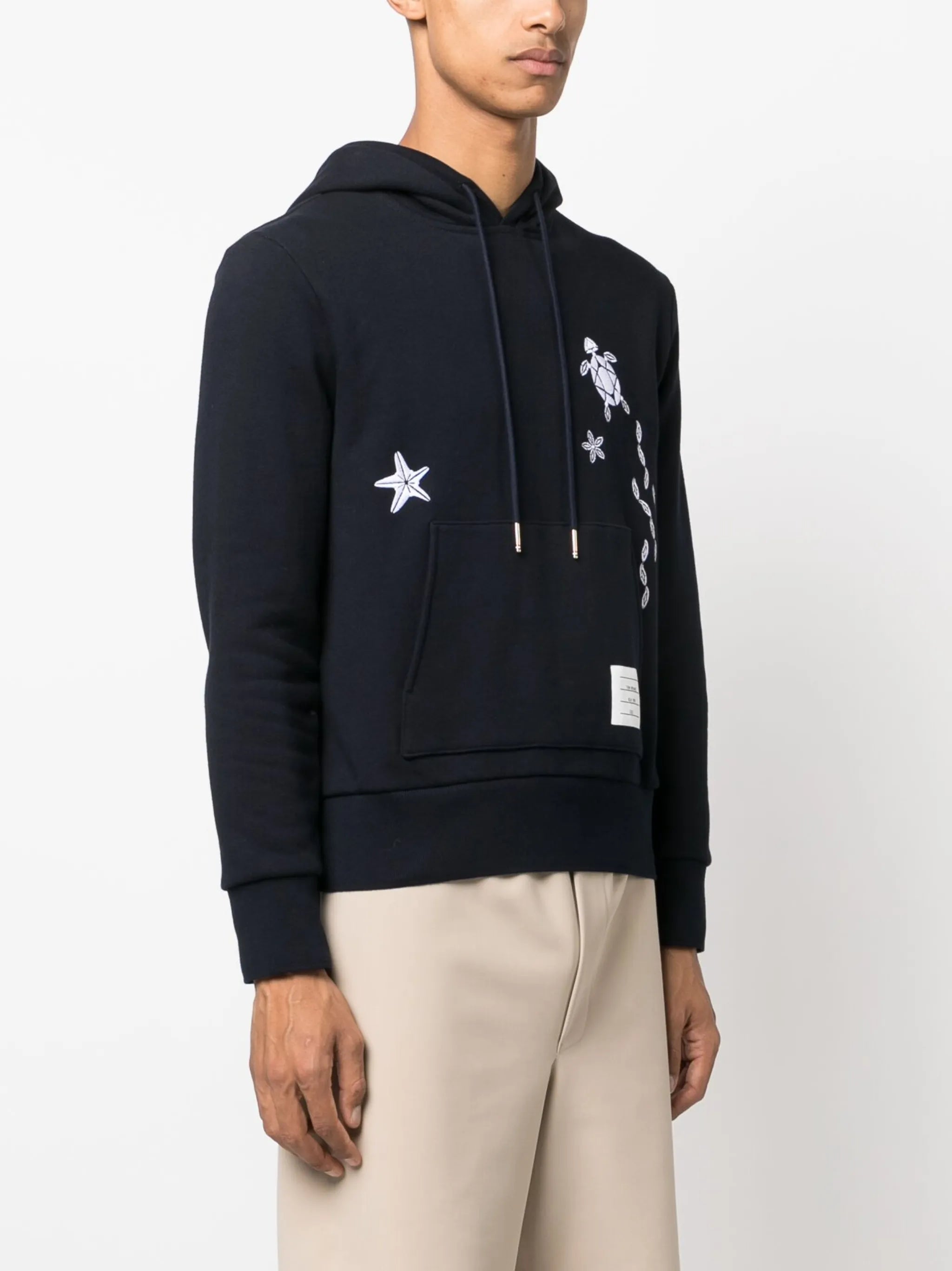 Nautical embroidery cotton hoodie