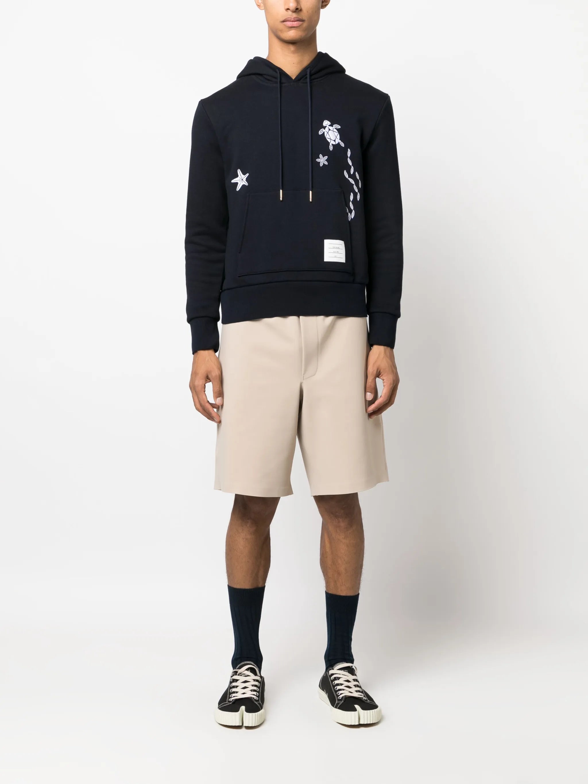 Nautical embroidery cotton hoodie
