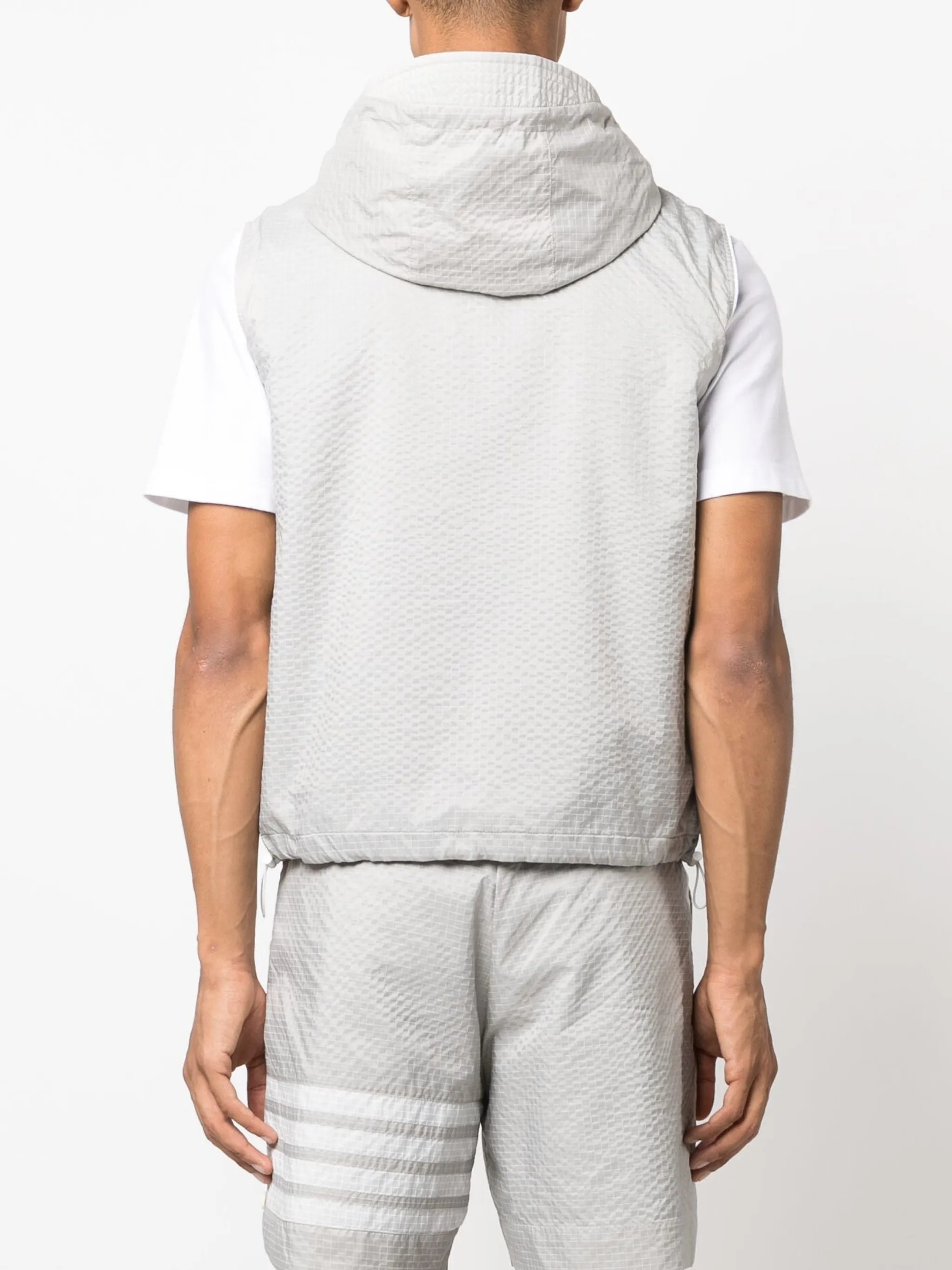 4-Bar stripe ripstop hooded gilet