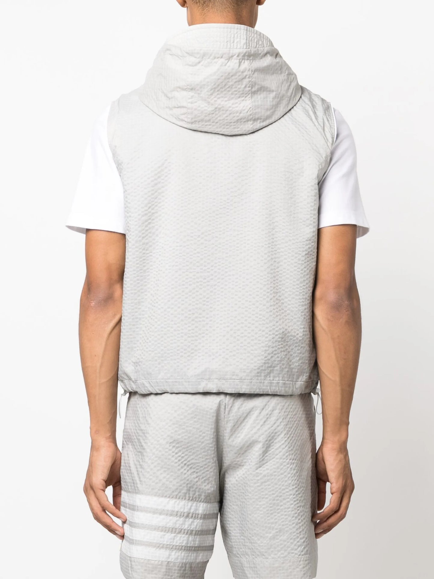4-Bar stripe ripstop hooded gilet
