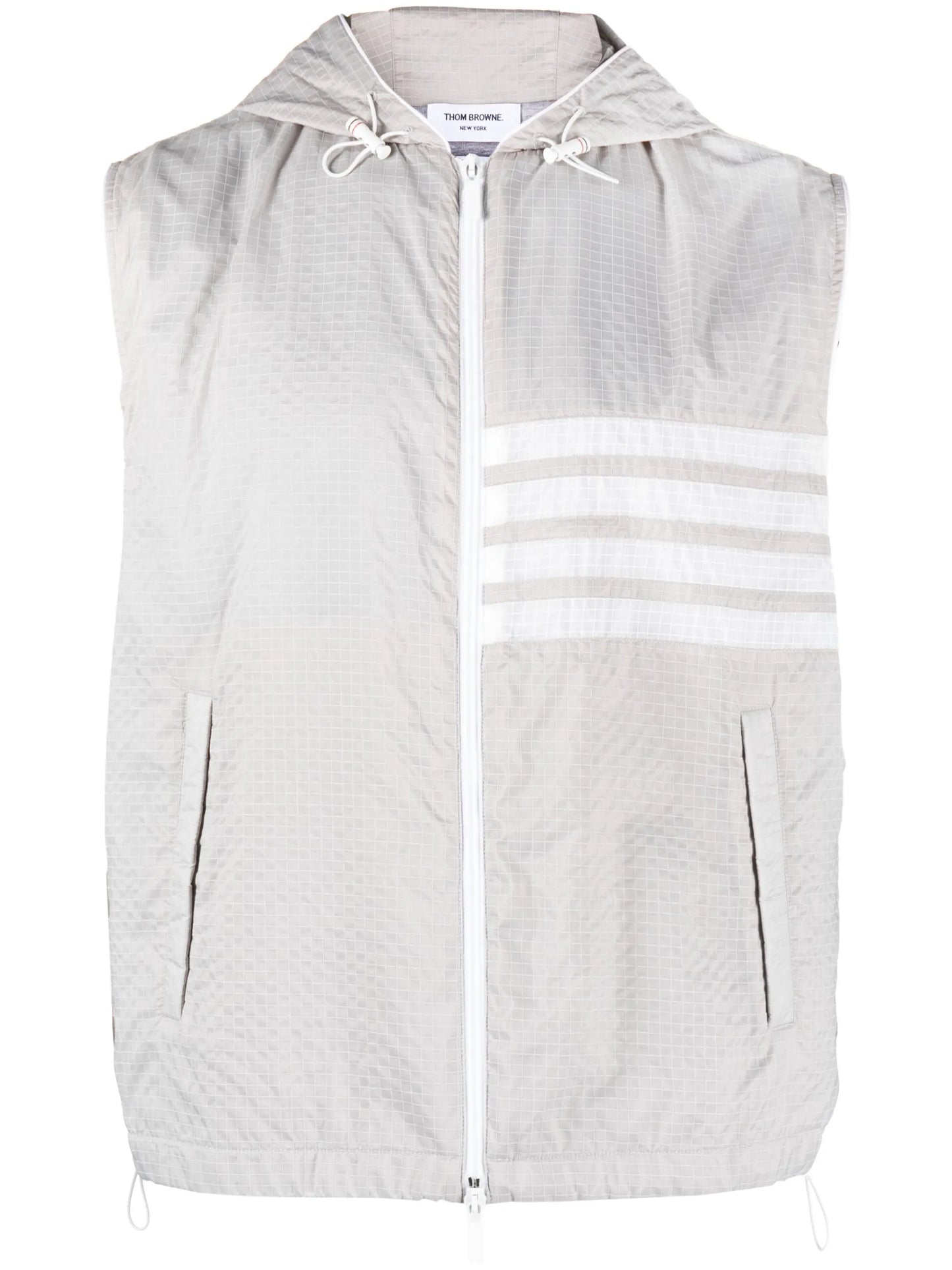 4-Bar stripe ripstop hooded gilet