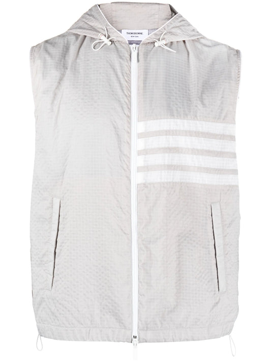 4-Bar stripe ripstop hooded gilet