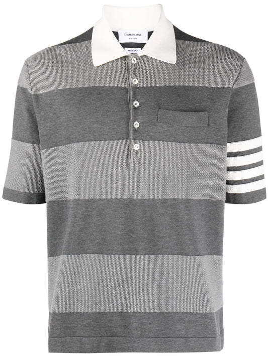 4-Bar stripe knitted polo shirt