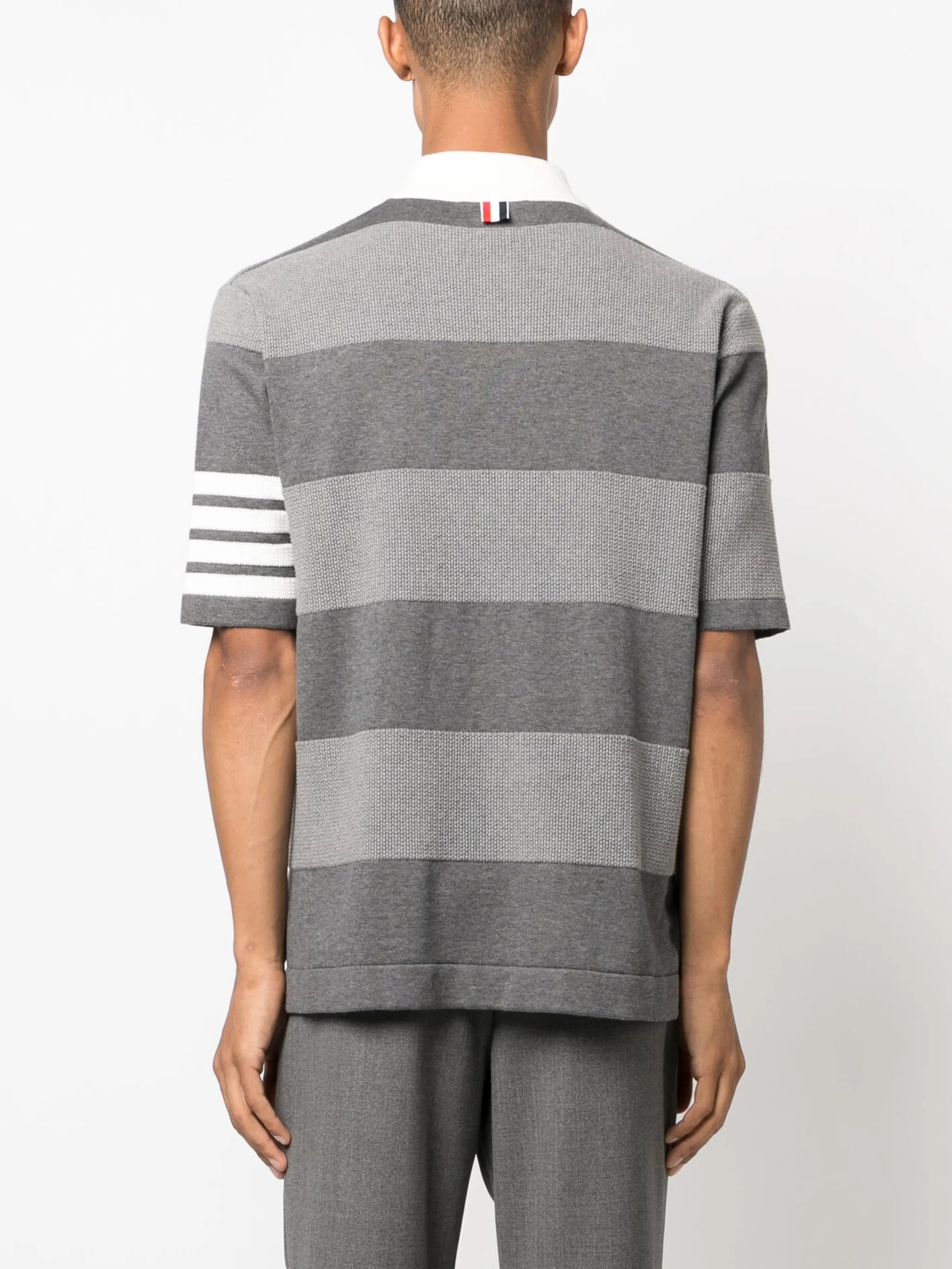 4-Bar stripe knitted polo shirt