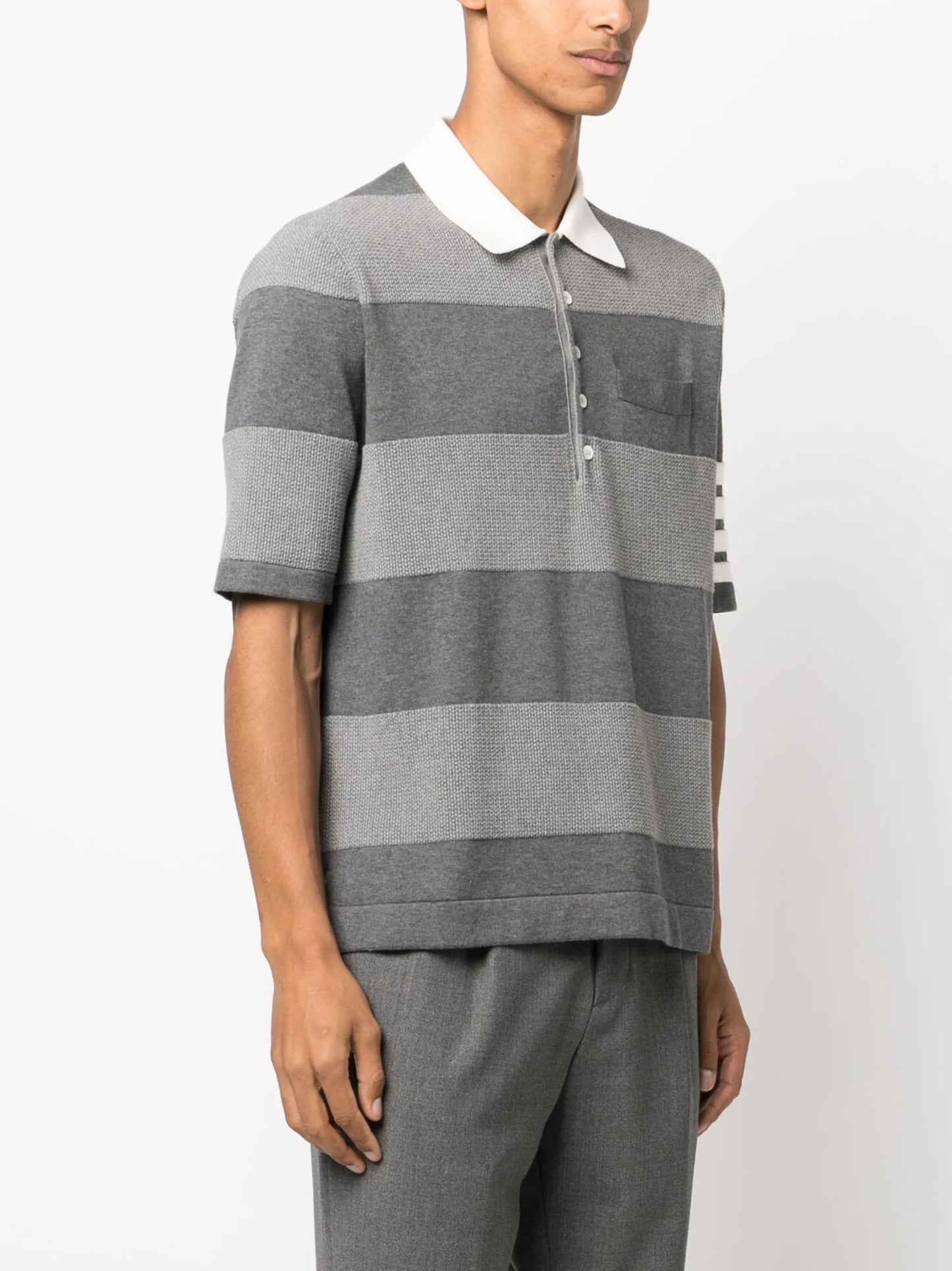 4-Bar stripe knitted polo shirt
