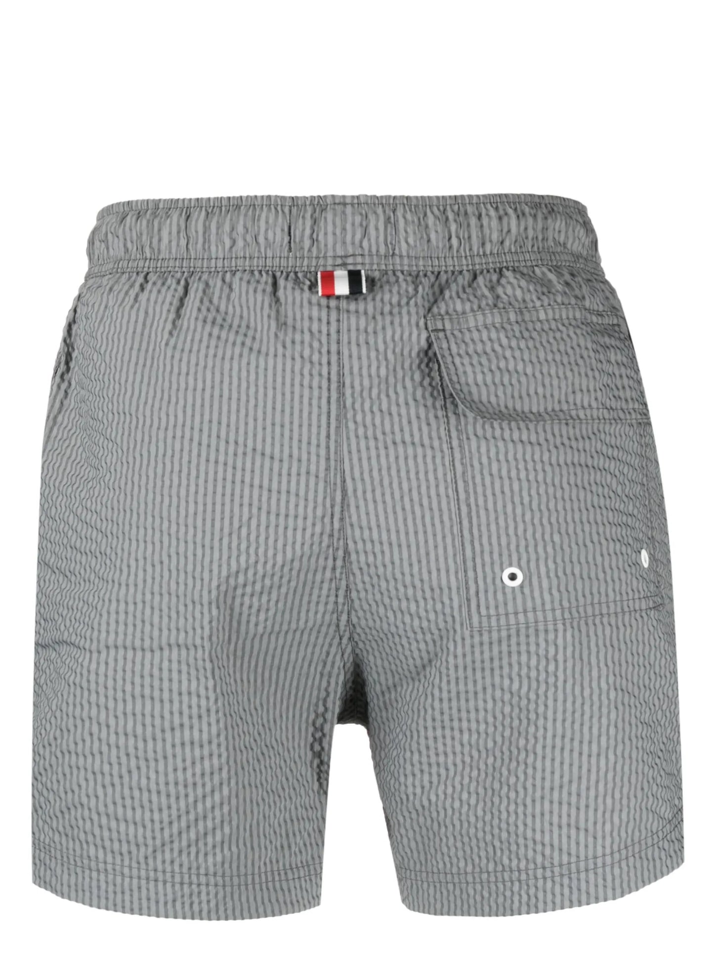striped seersucker-texture swim shorts