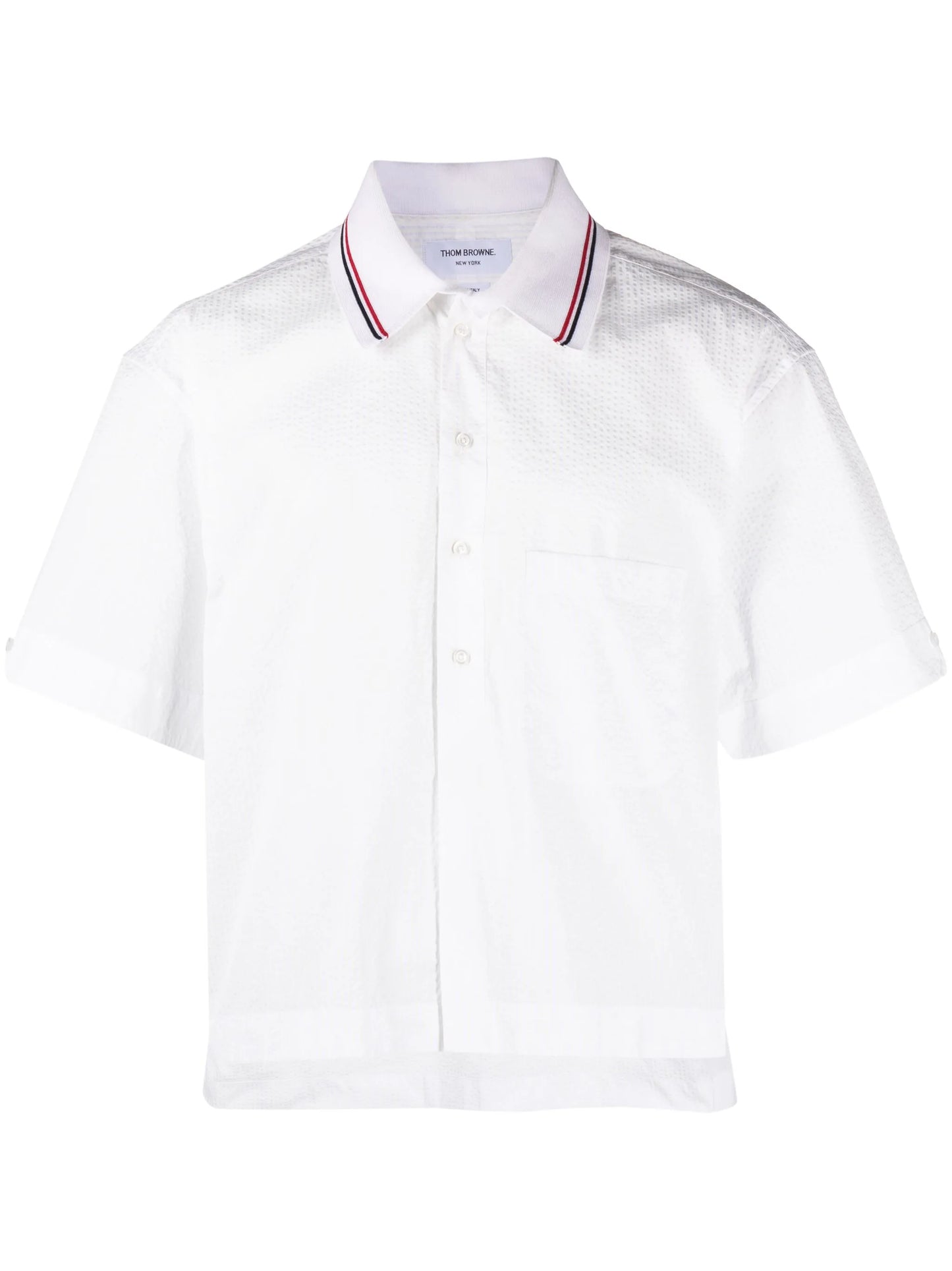 short-sleeve seersucker cotton shirt