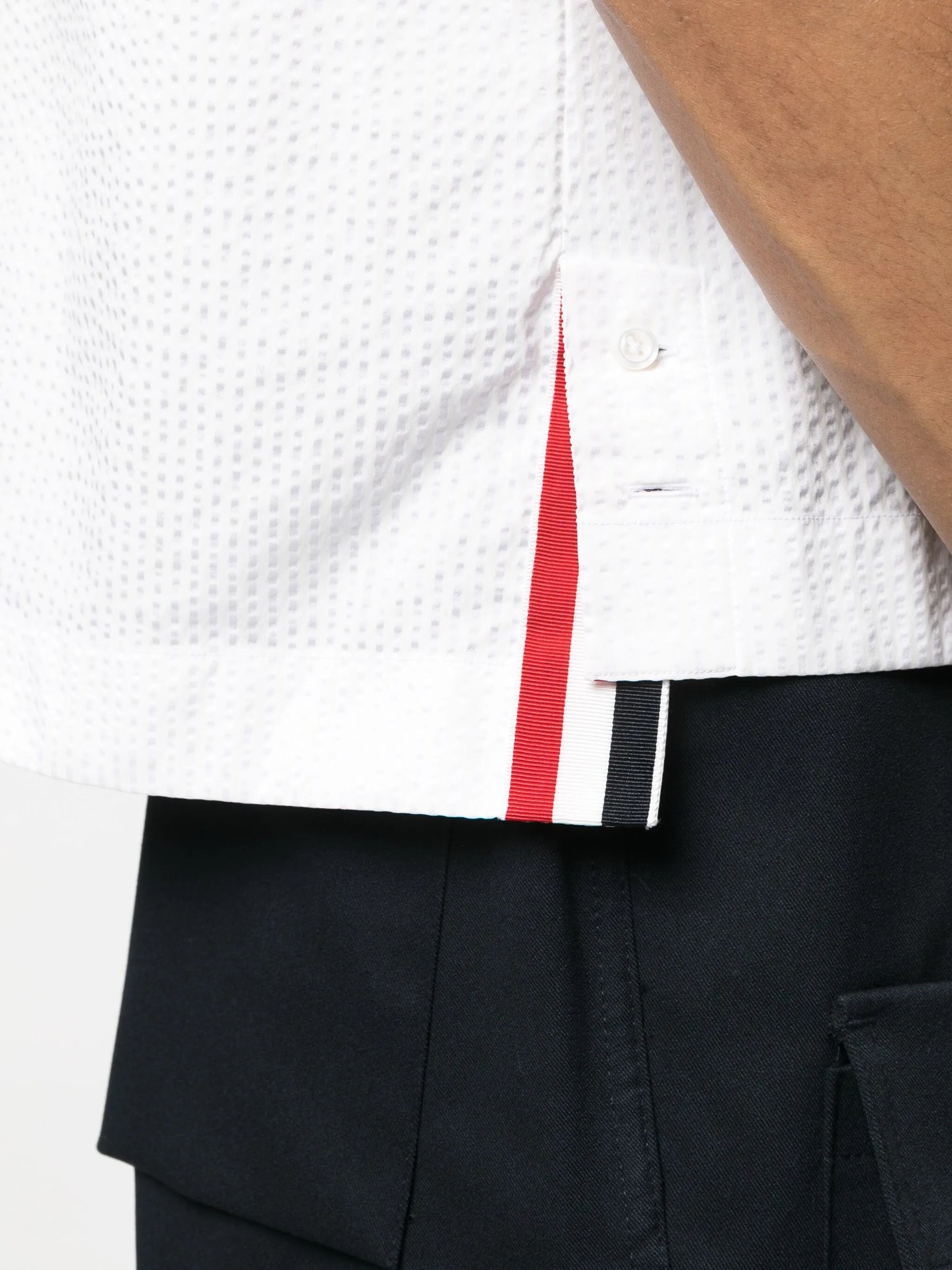 short-sleeve seersucker cotton shirt