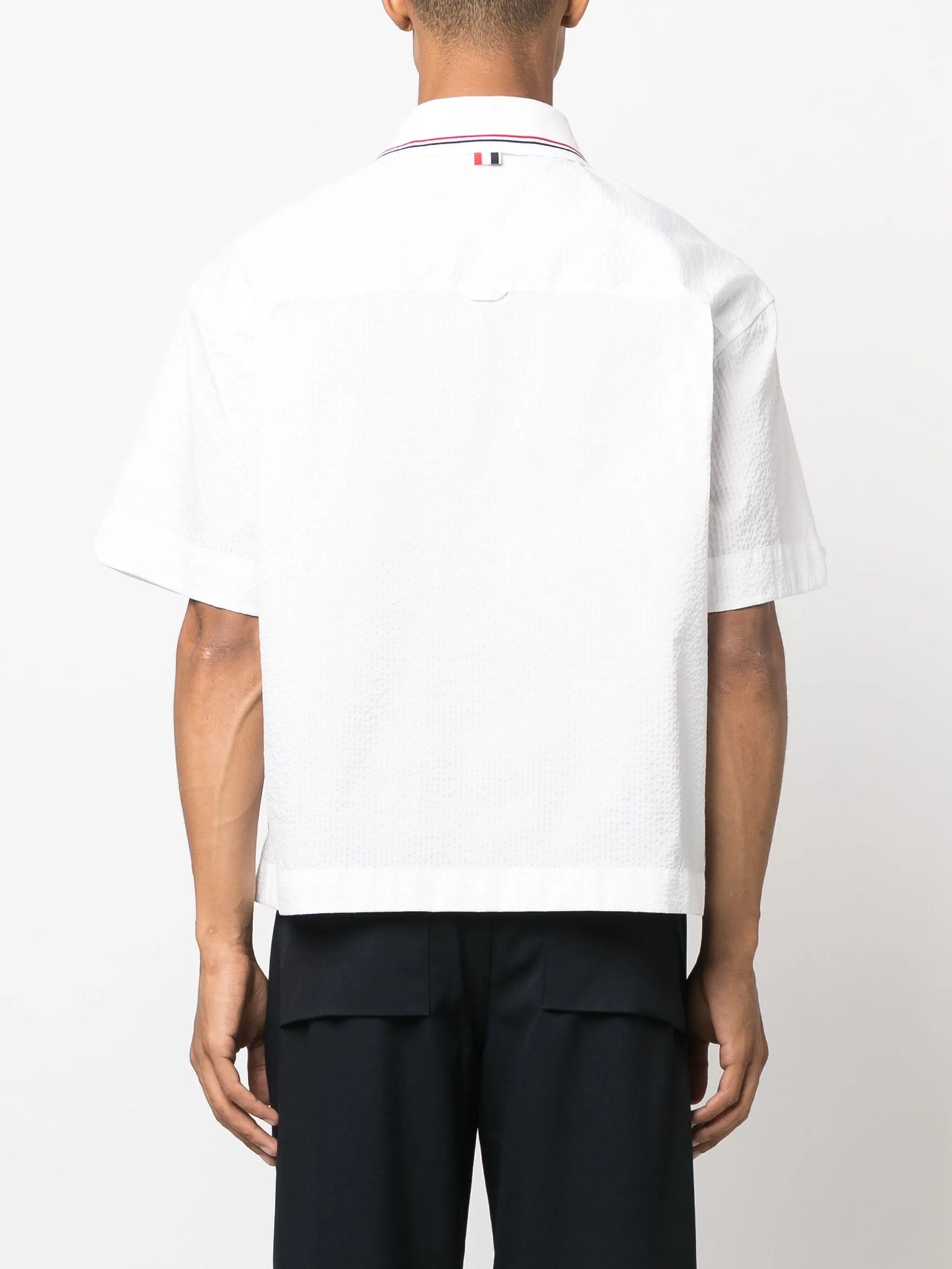 short-sleeve seersucker cotton shirt