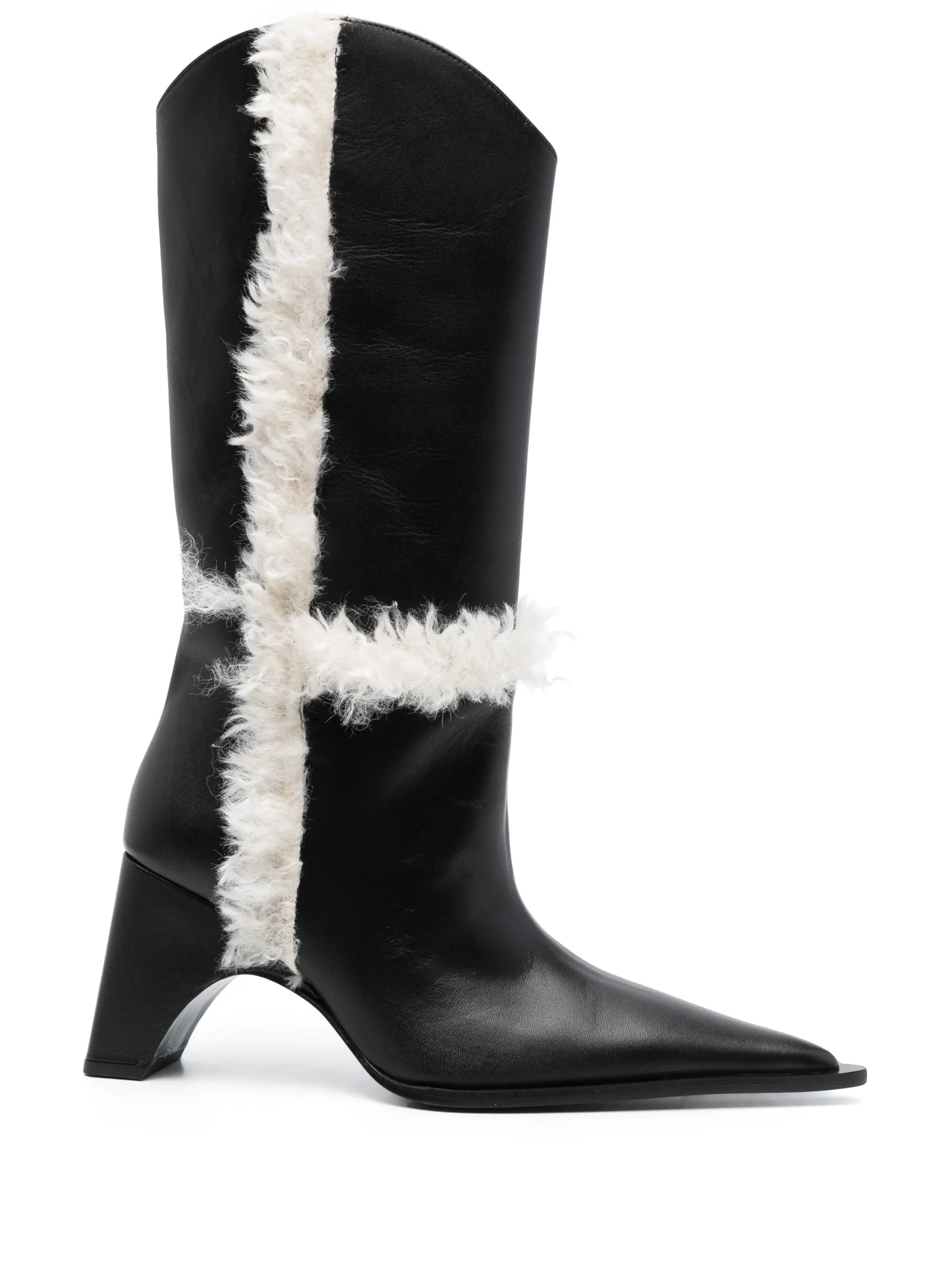 85mm shearling-detail leather boots