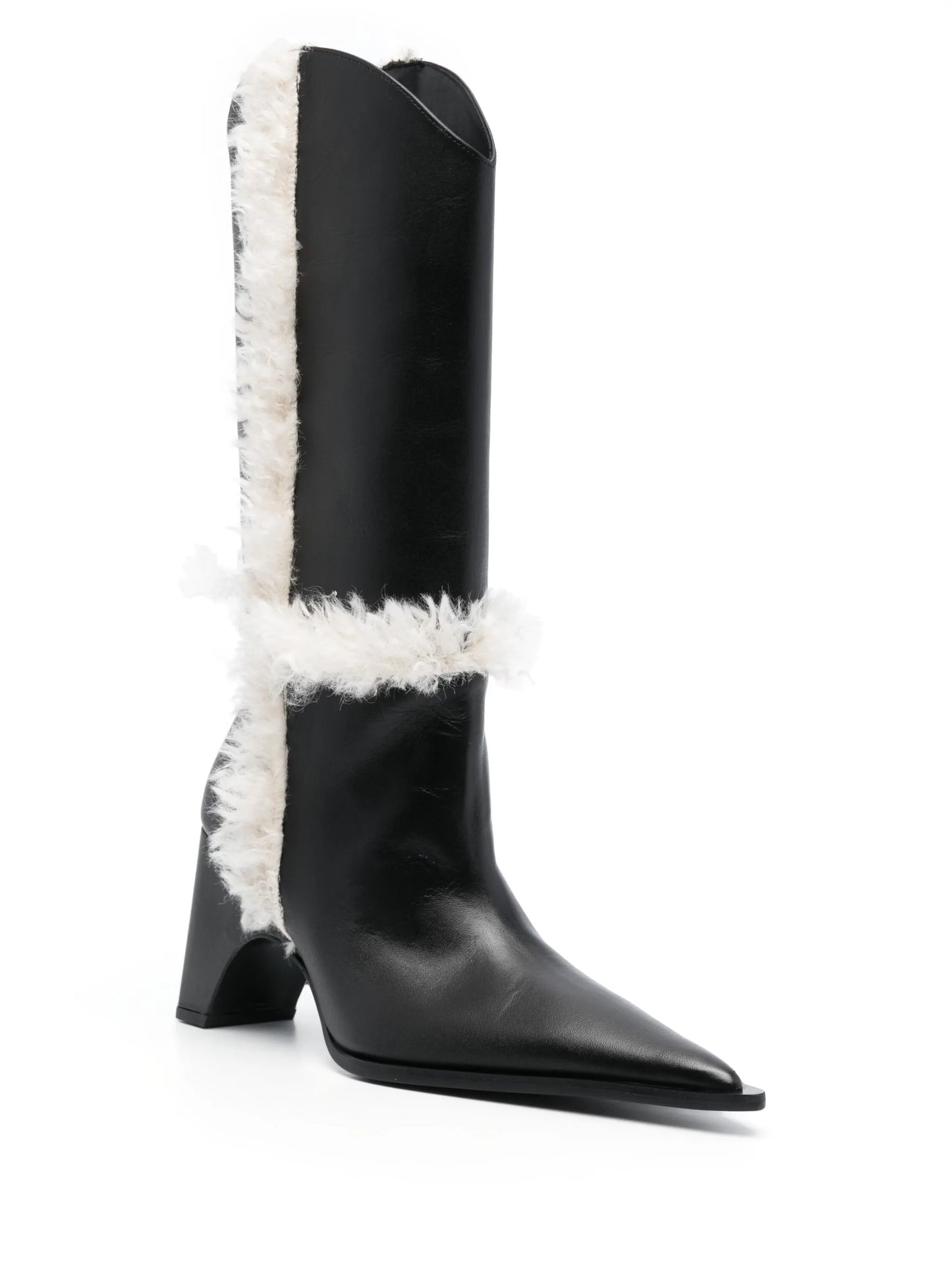 85mm shearling-detail leather boots