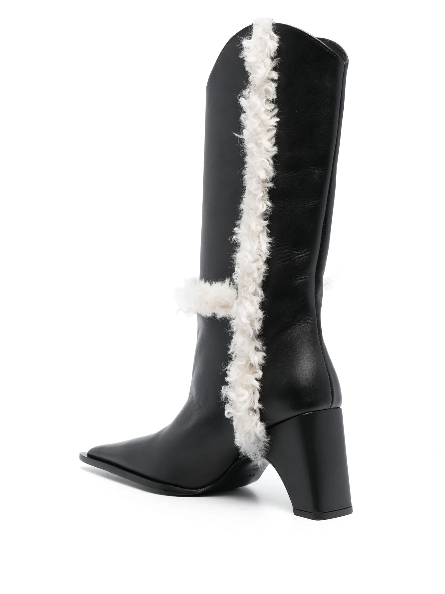 85mm shearling-detail leather boots