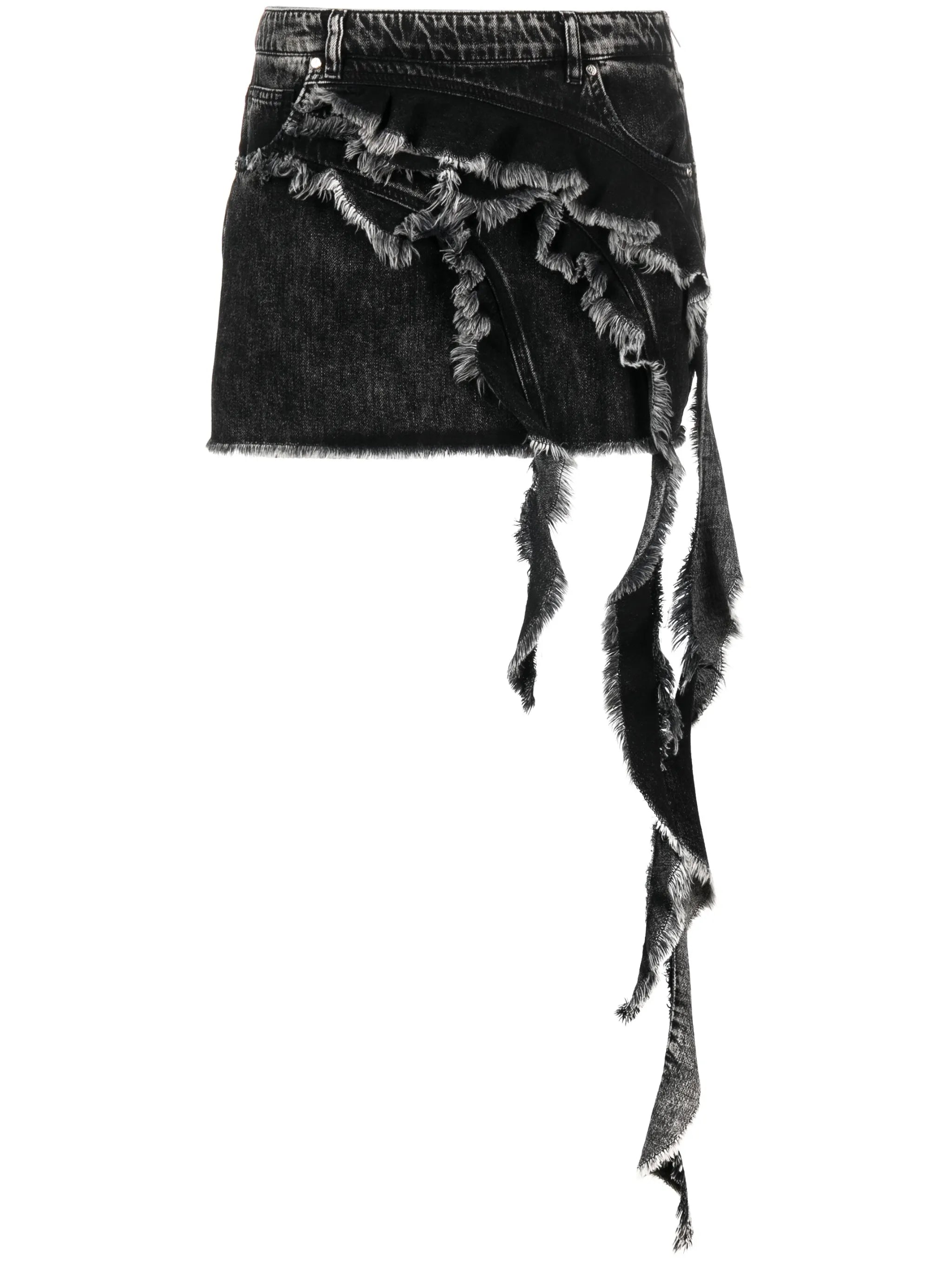 draped-detail denim skirt