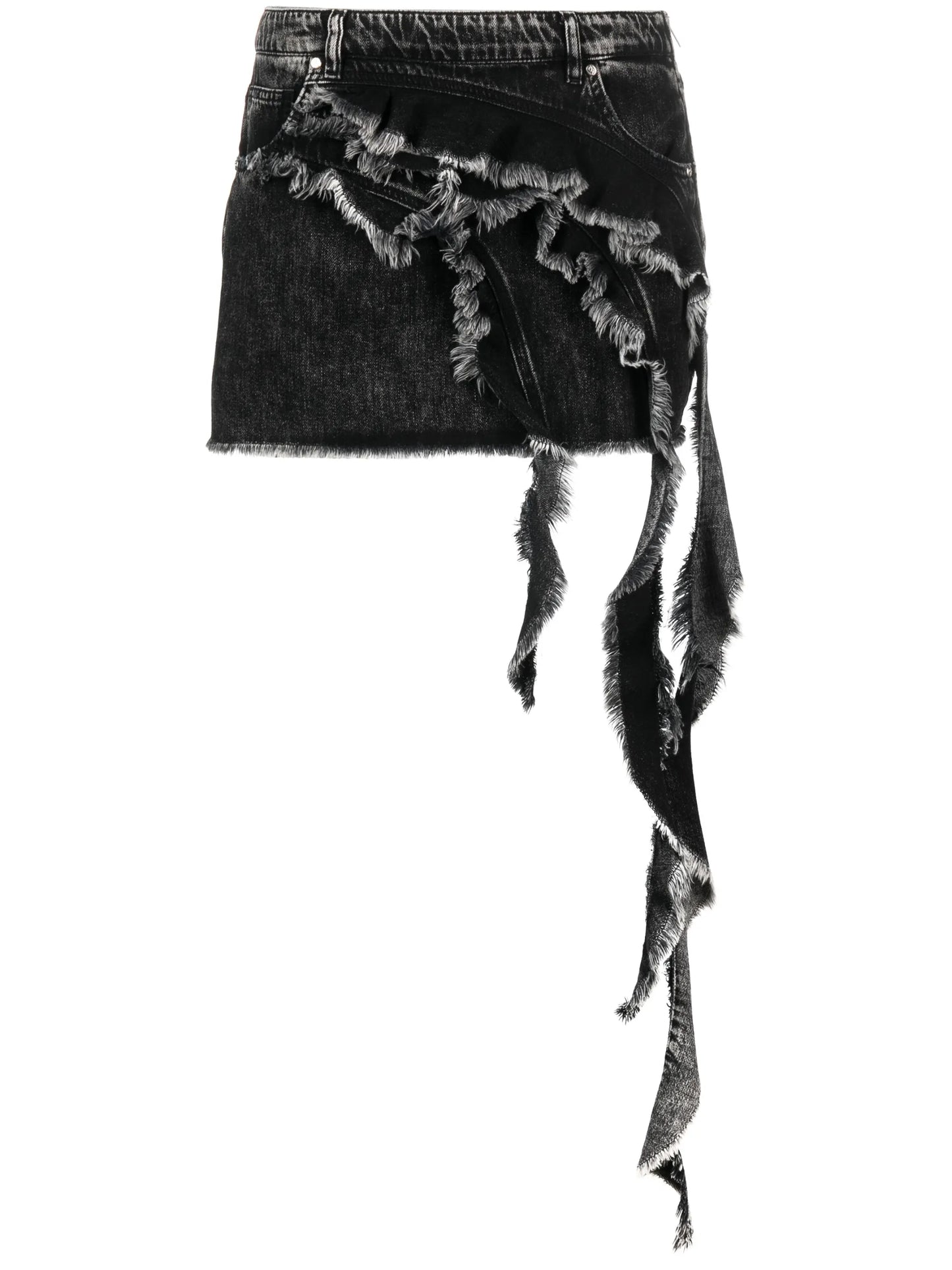 draped-detail denim skirt