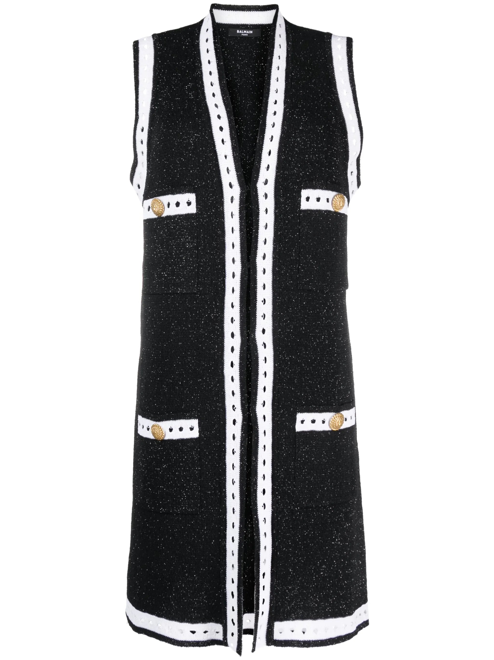 V-neck contrasting-border cardigan