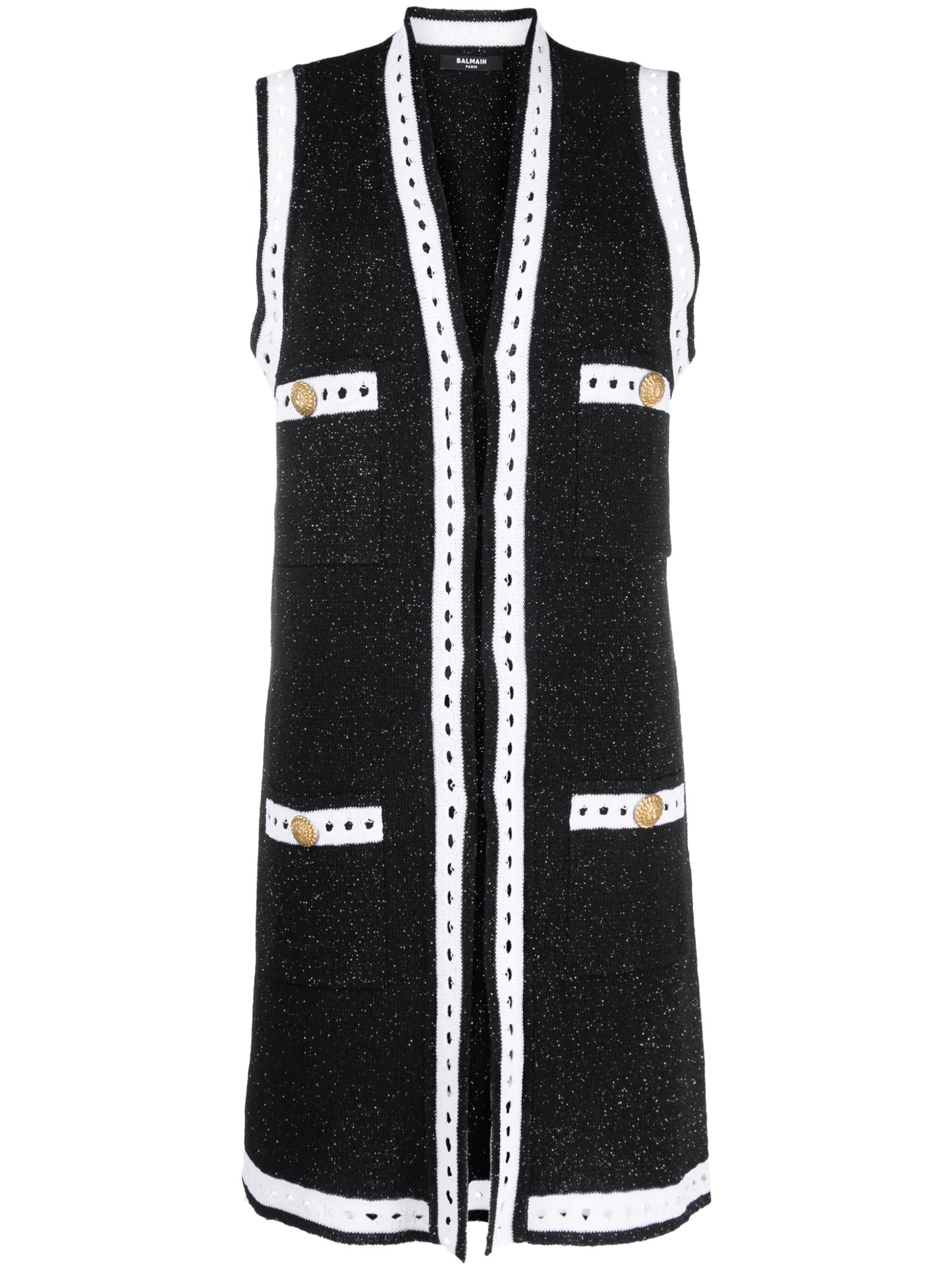 V-neck contrasting-border cardigan