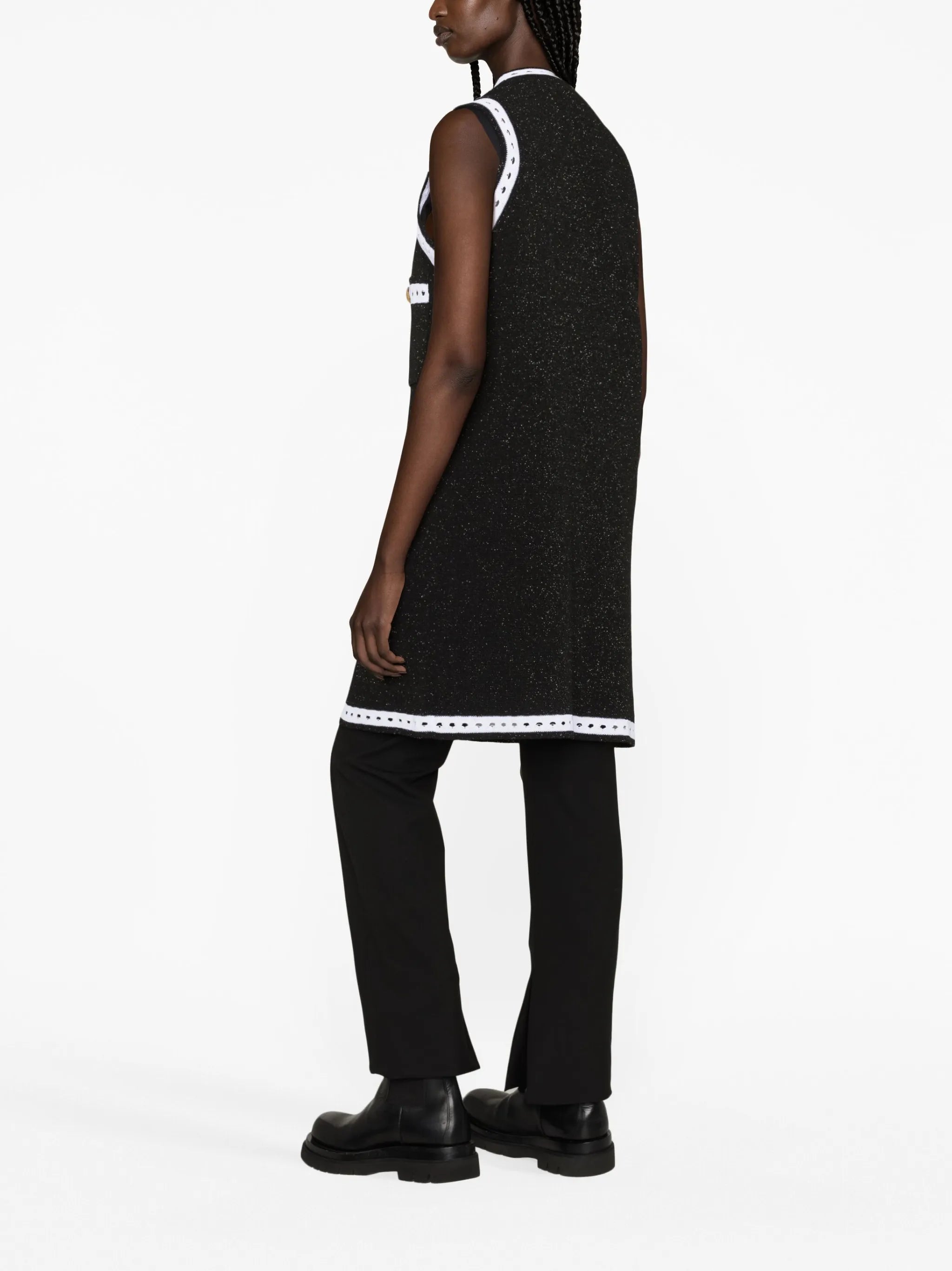 V-neck contrasting-border cardigan