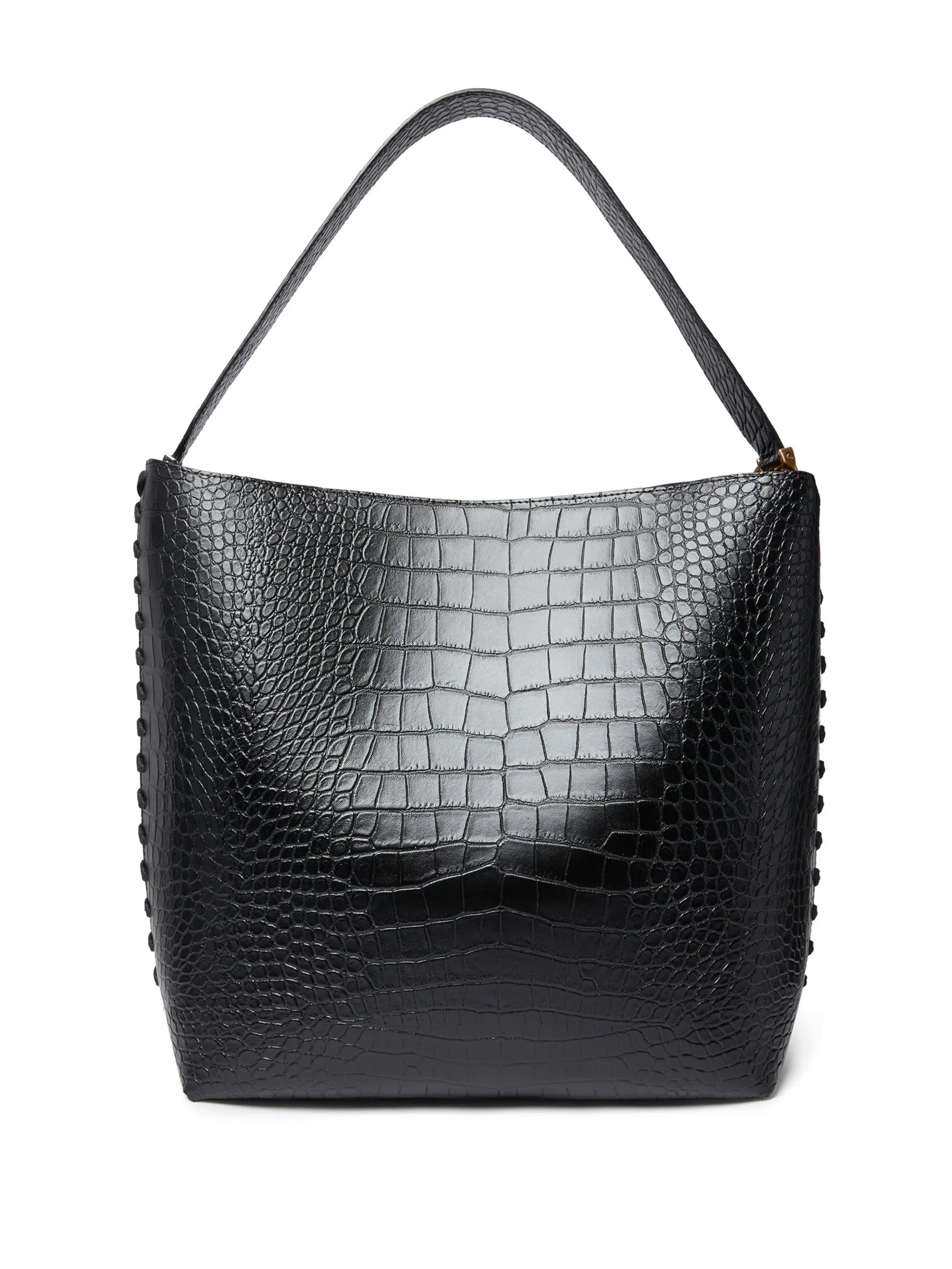 embossed-crocodile effect tote bag