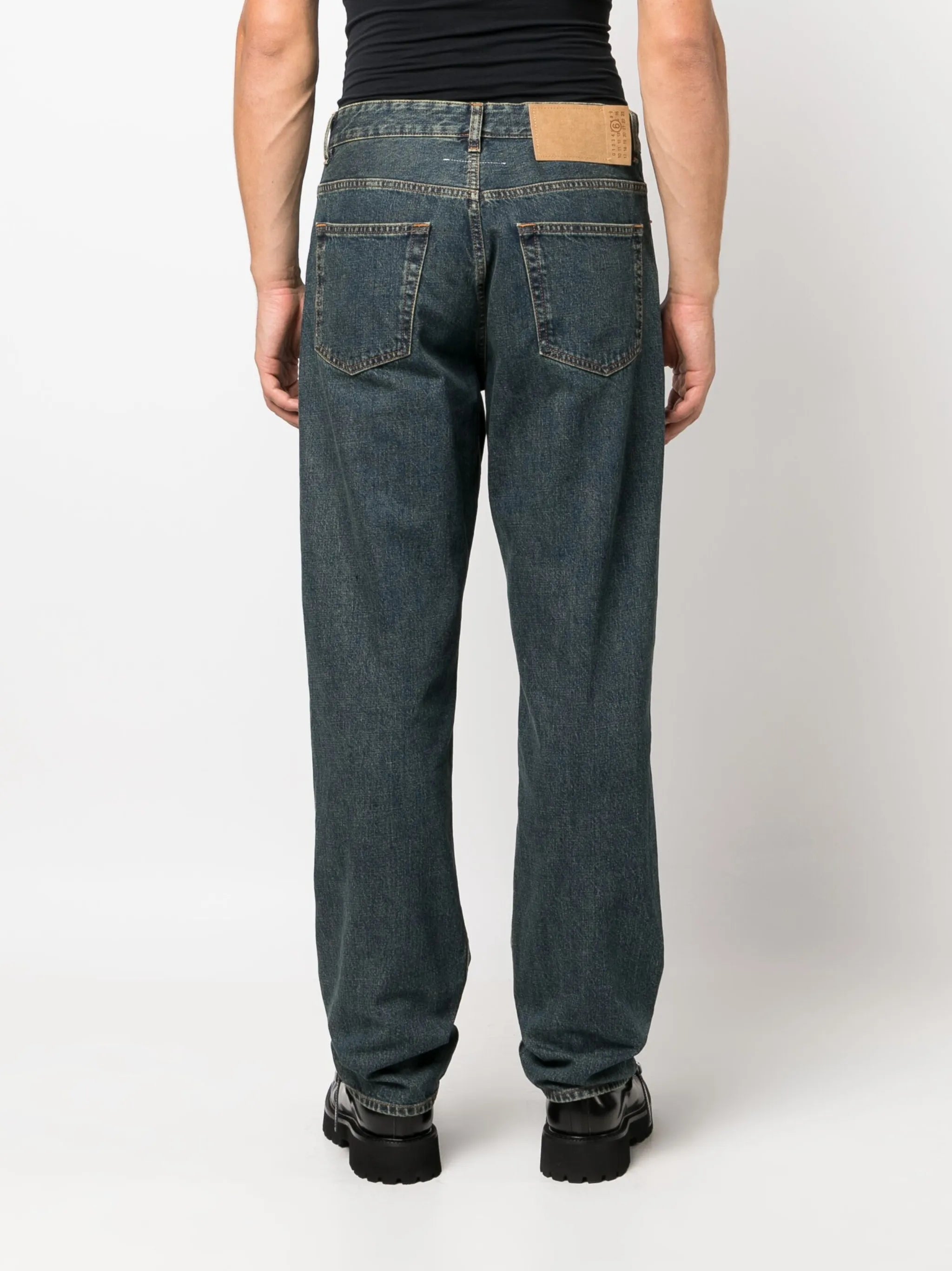 logo-patch cotton straight-leg jeans