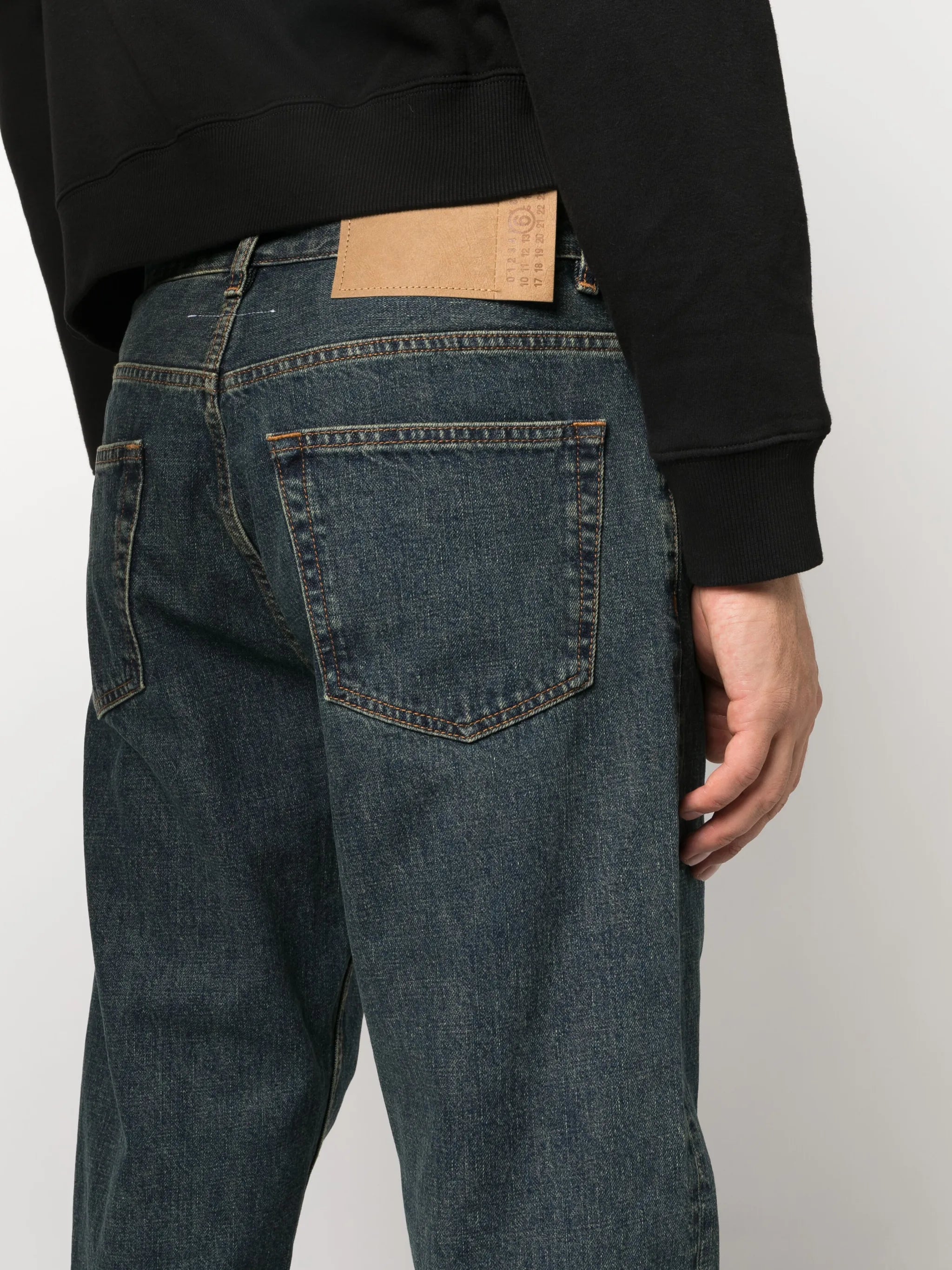 logo-patch cotton straight-leg jeans