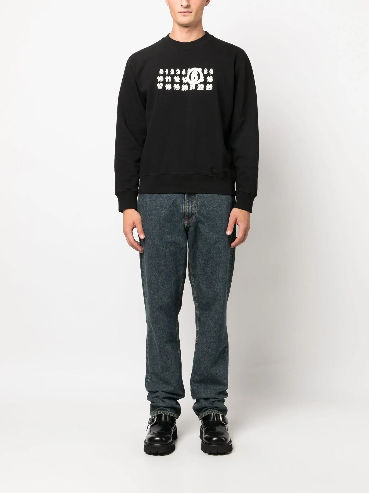 logo-patch cotton straight-leg jeans