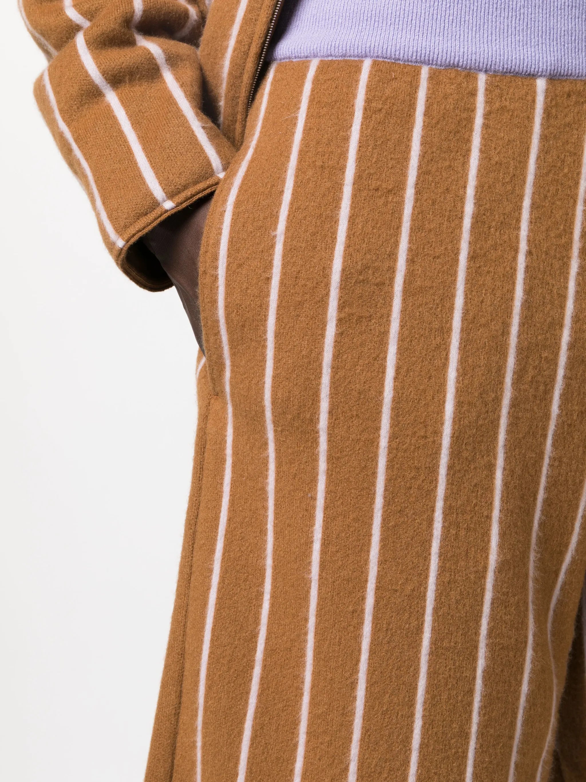 stripe-pattern cashmere shorts