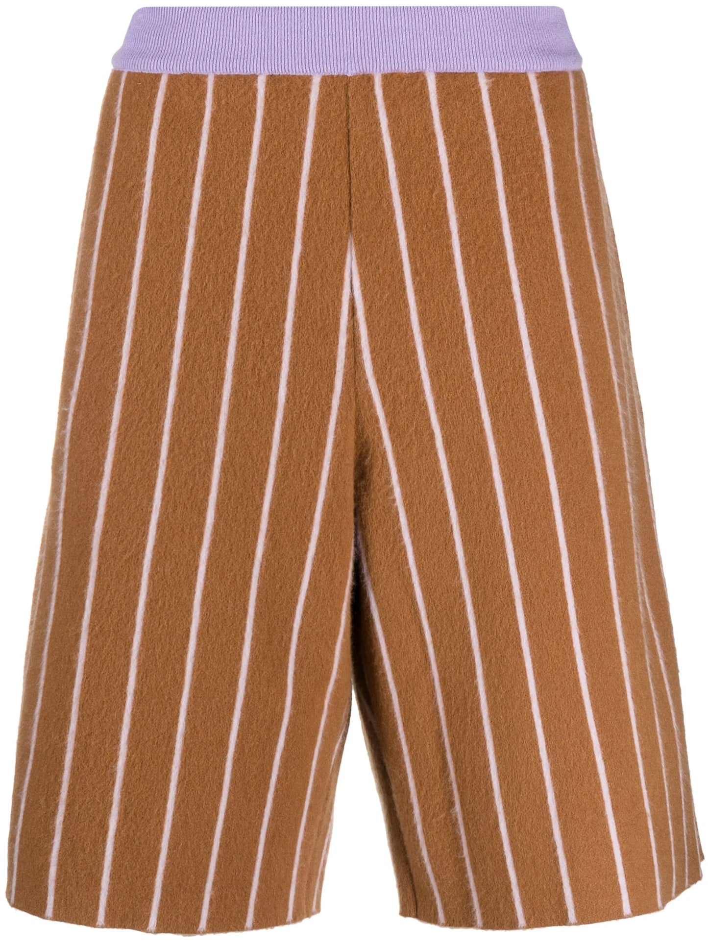 stripe-pattern cashmere shorts