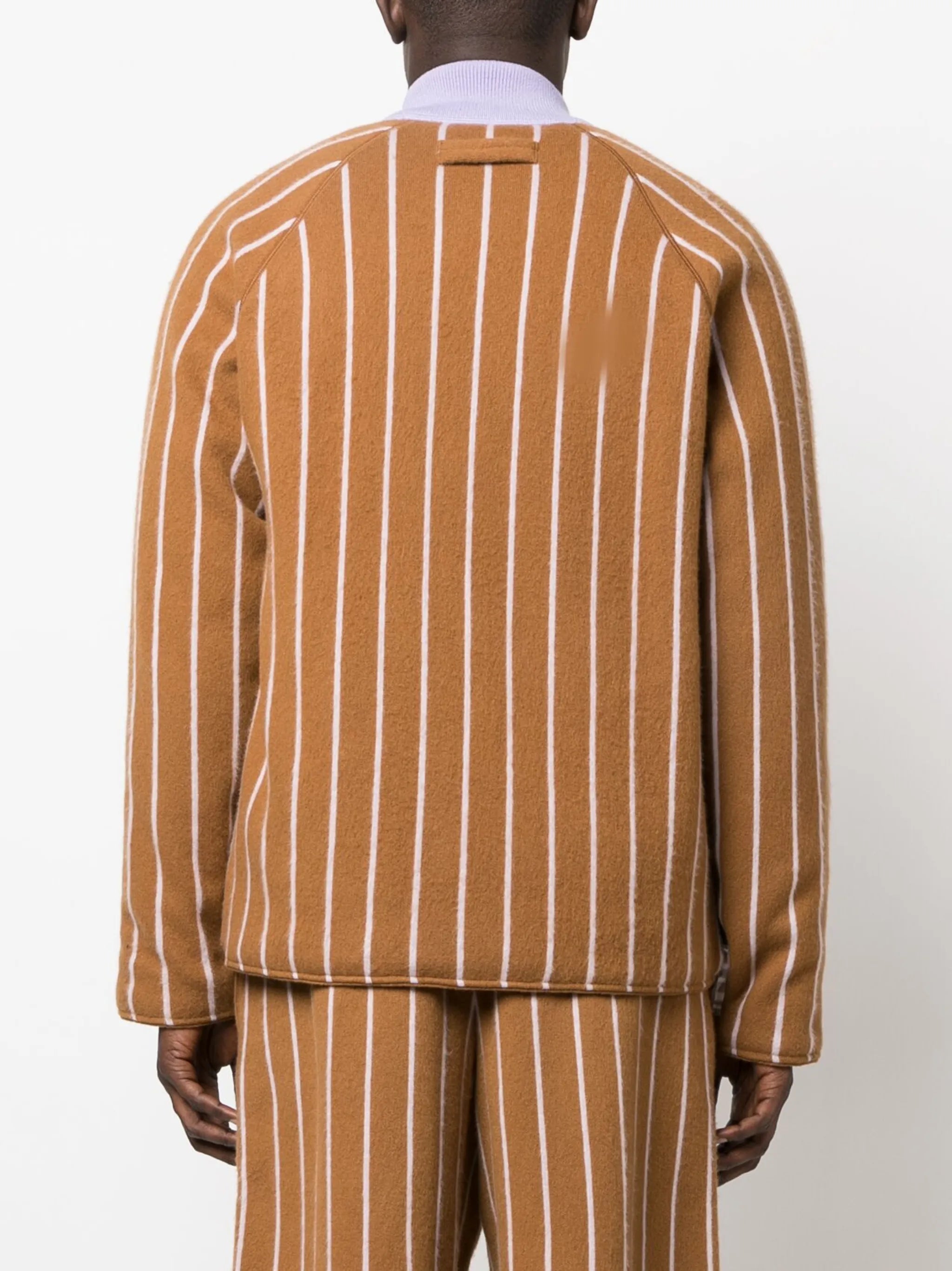 stripe-pattern cashmere jacket