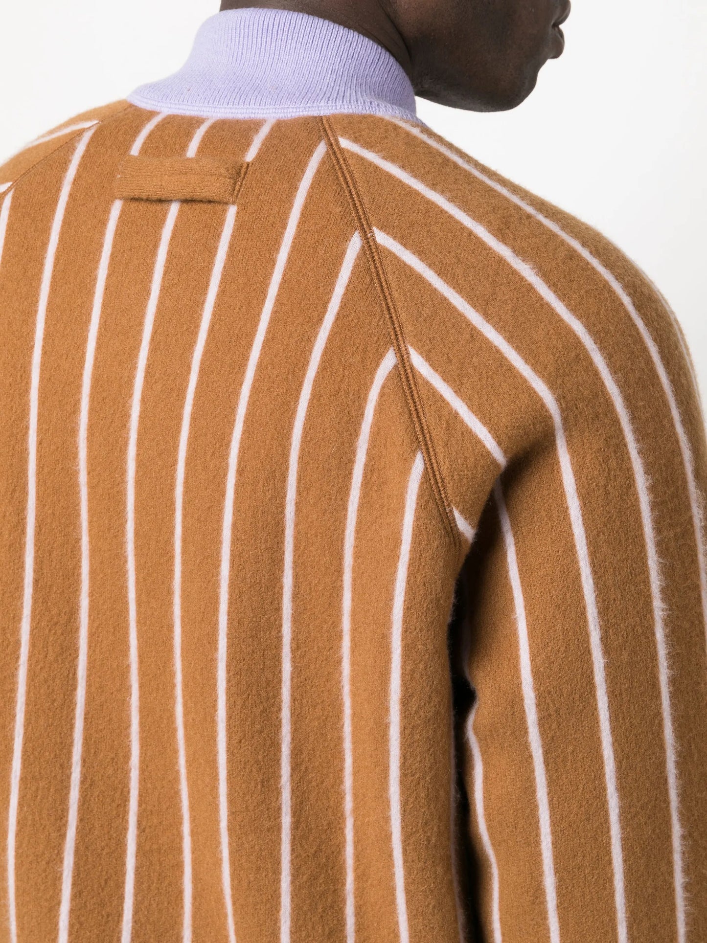 stripe-pattern cashmere jacket