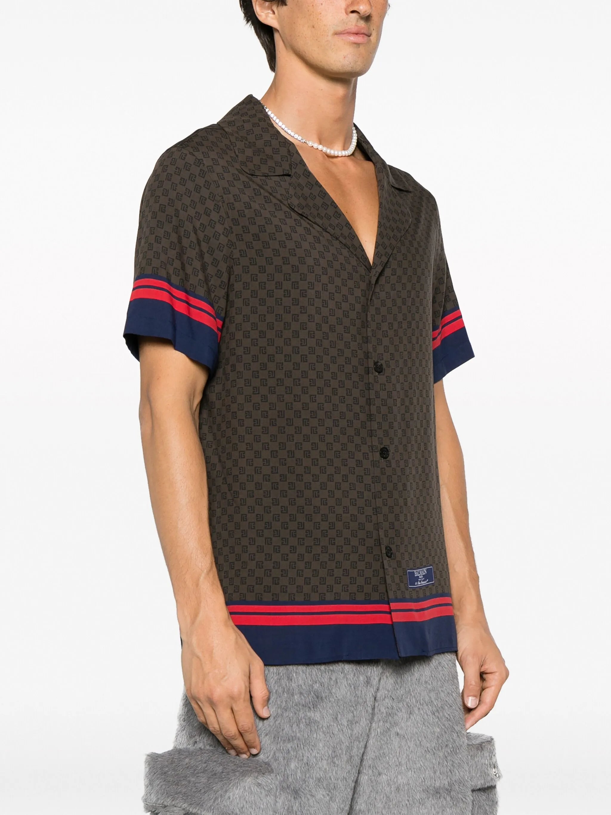 monogram-scarf print shirt