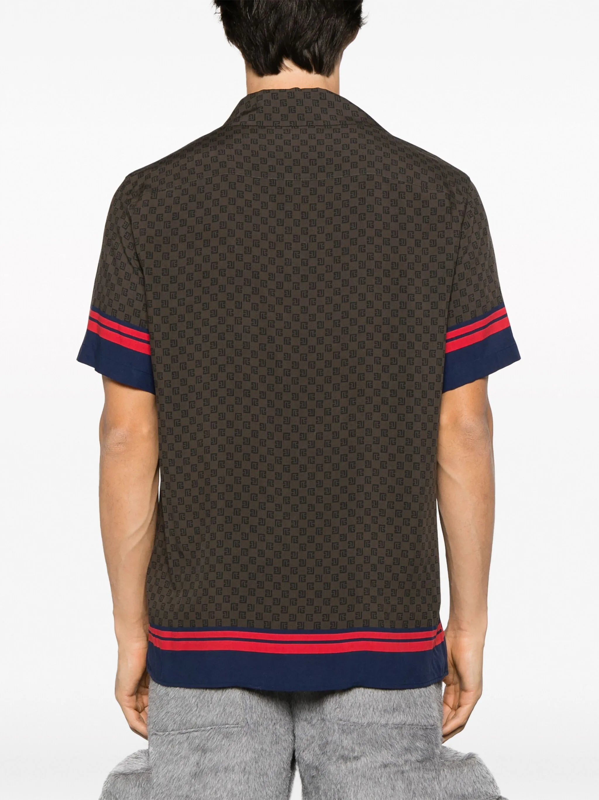 monogram-scarf print shirt