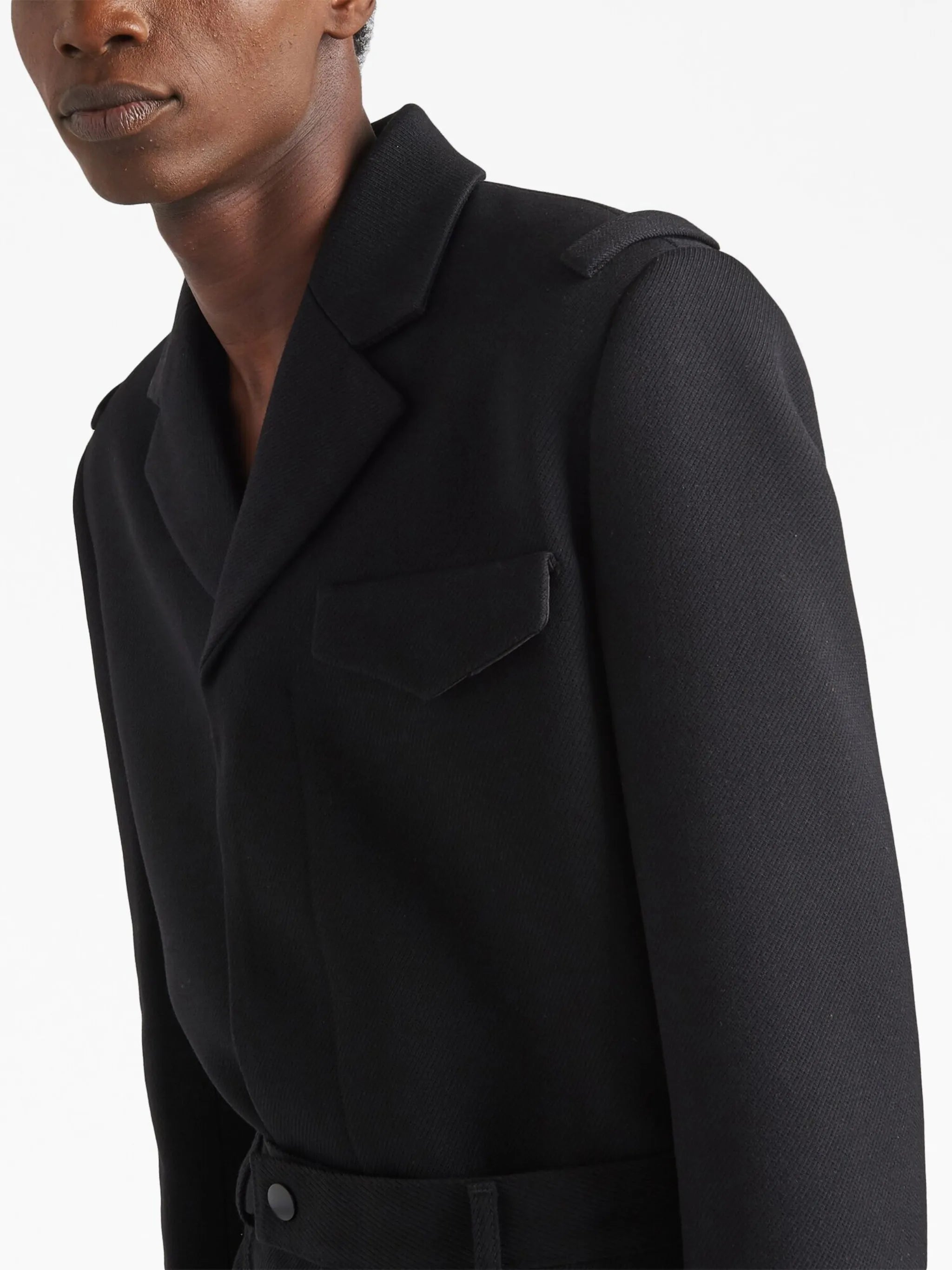 notched-lapels cropped wool jacket