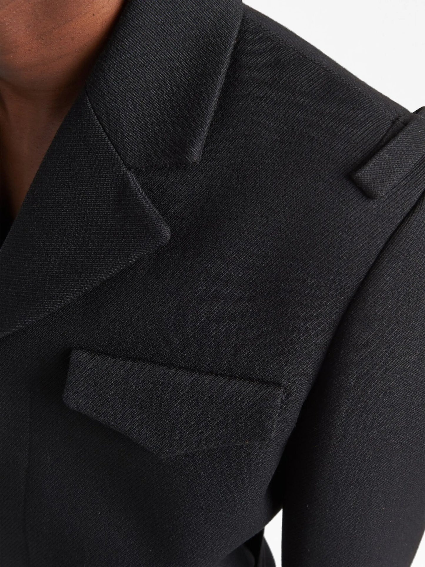 notched-lapels cropped wool jacket