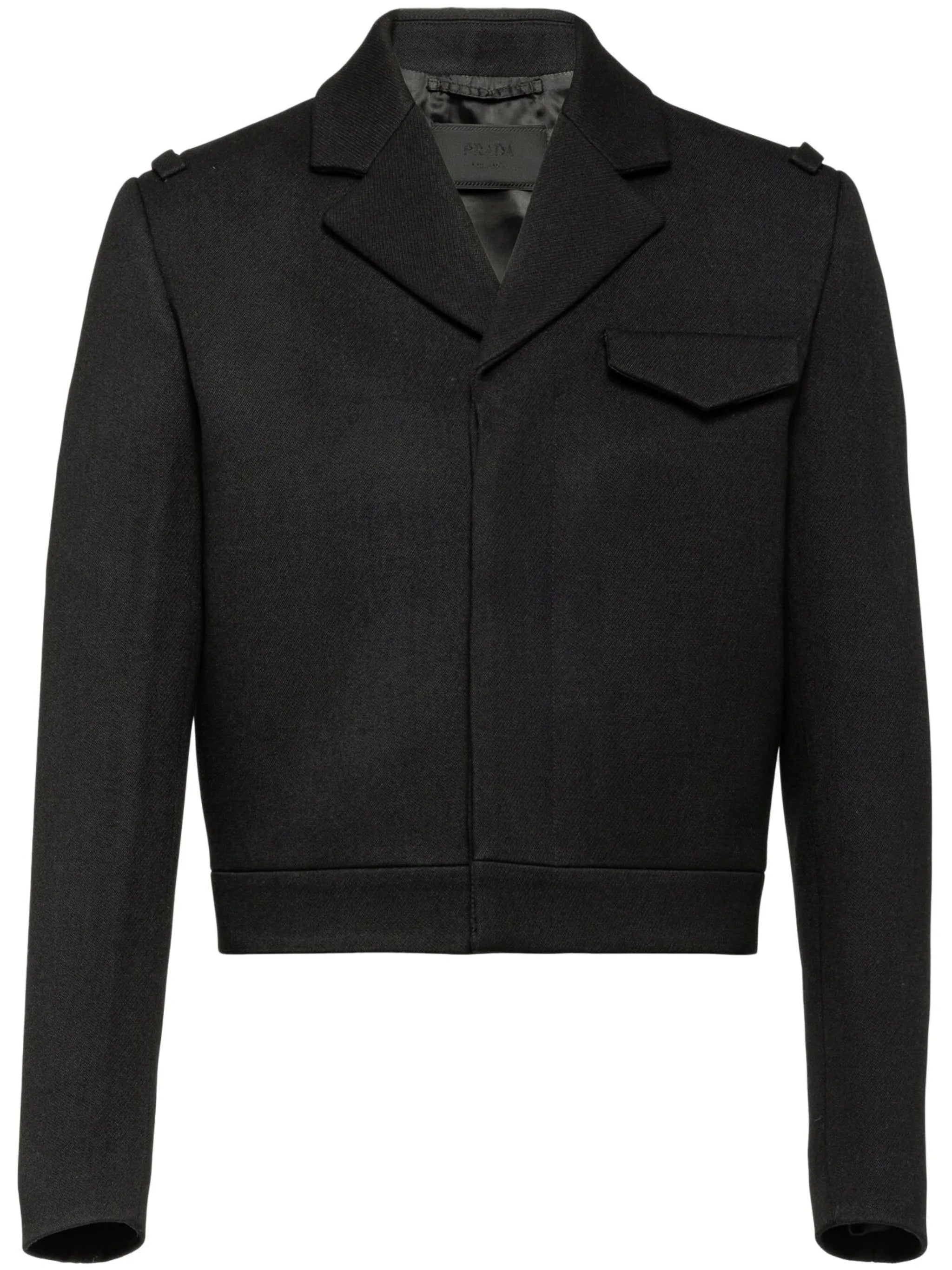 notched-lapels cropped wool jacket