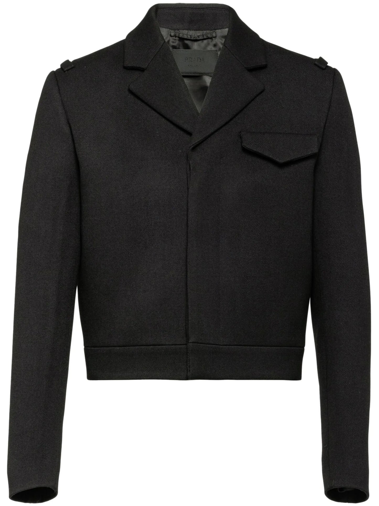 notched-lapels cropped wool jacket