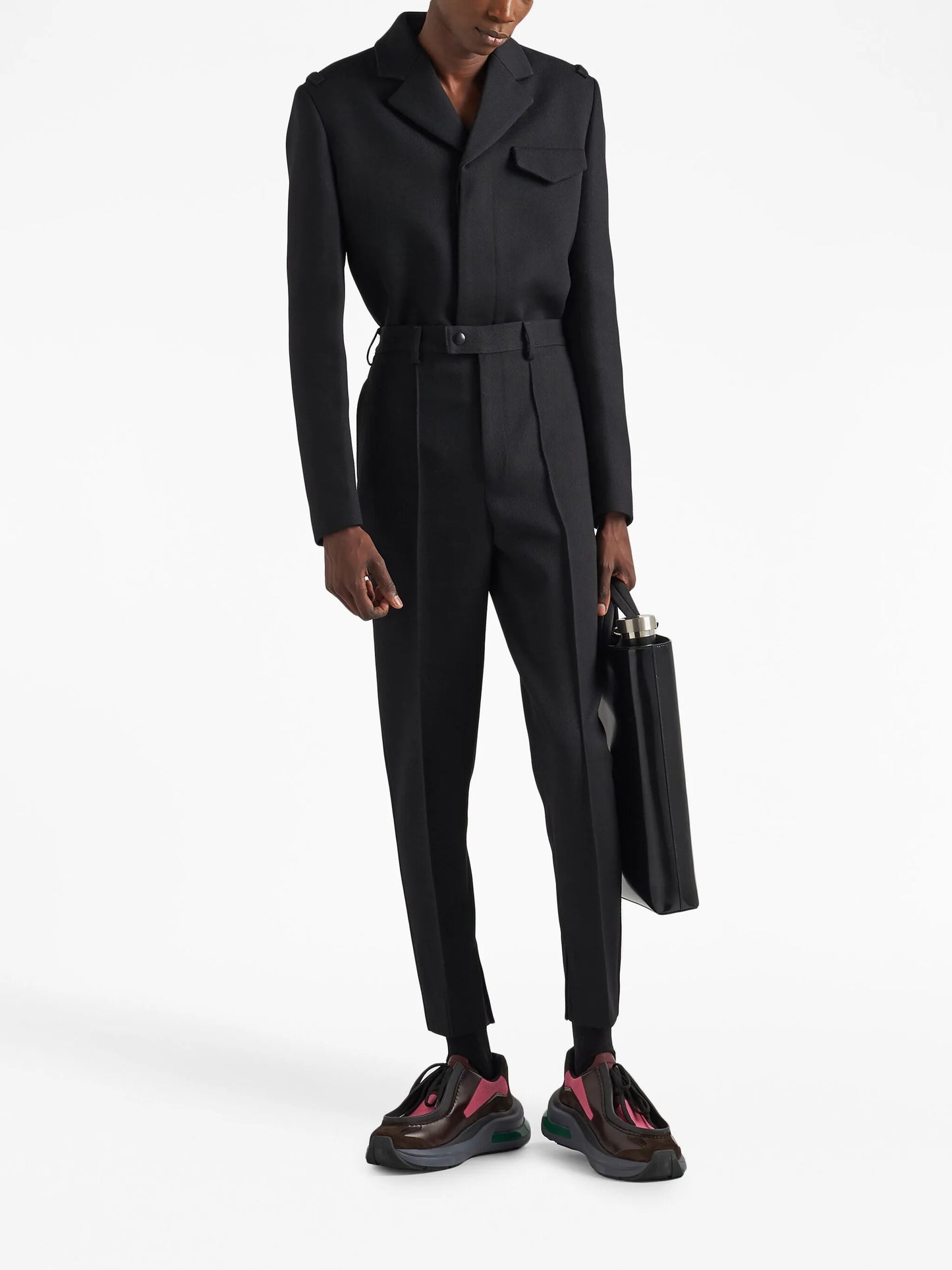 notched-lapels cropped wool jacket