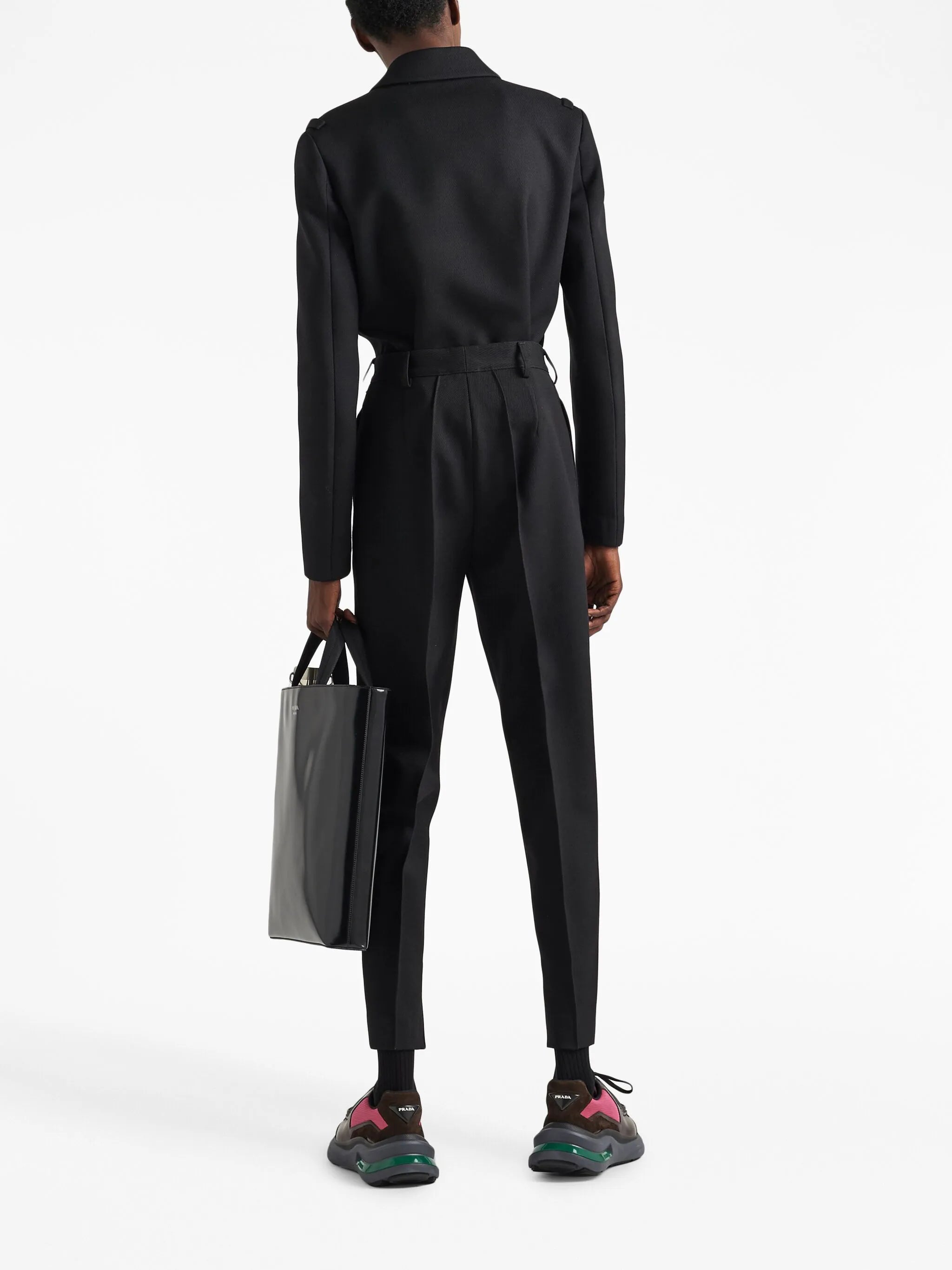 notched-lapels cropped wool jacket