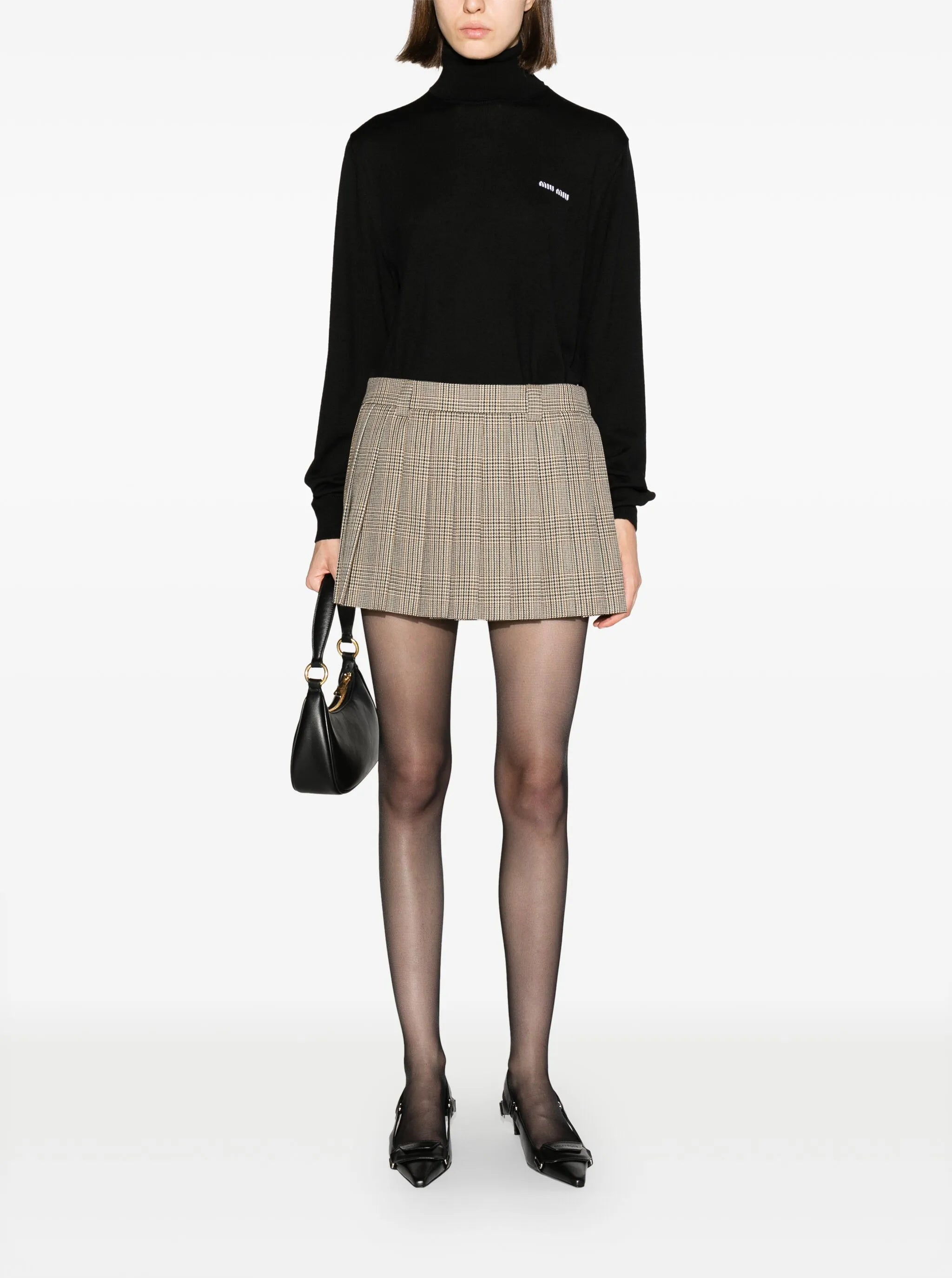 logo-jacquard roll-neck jumper