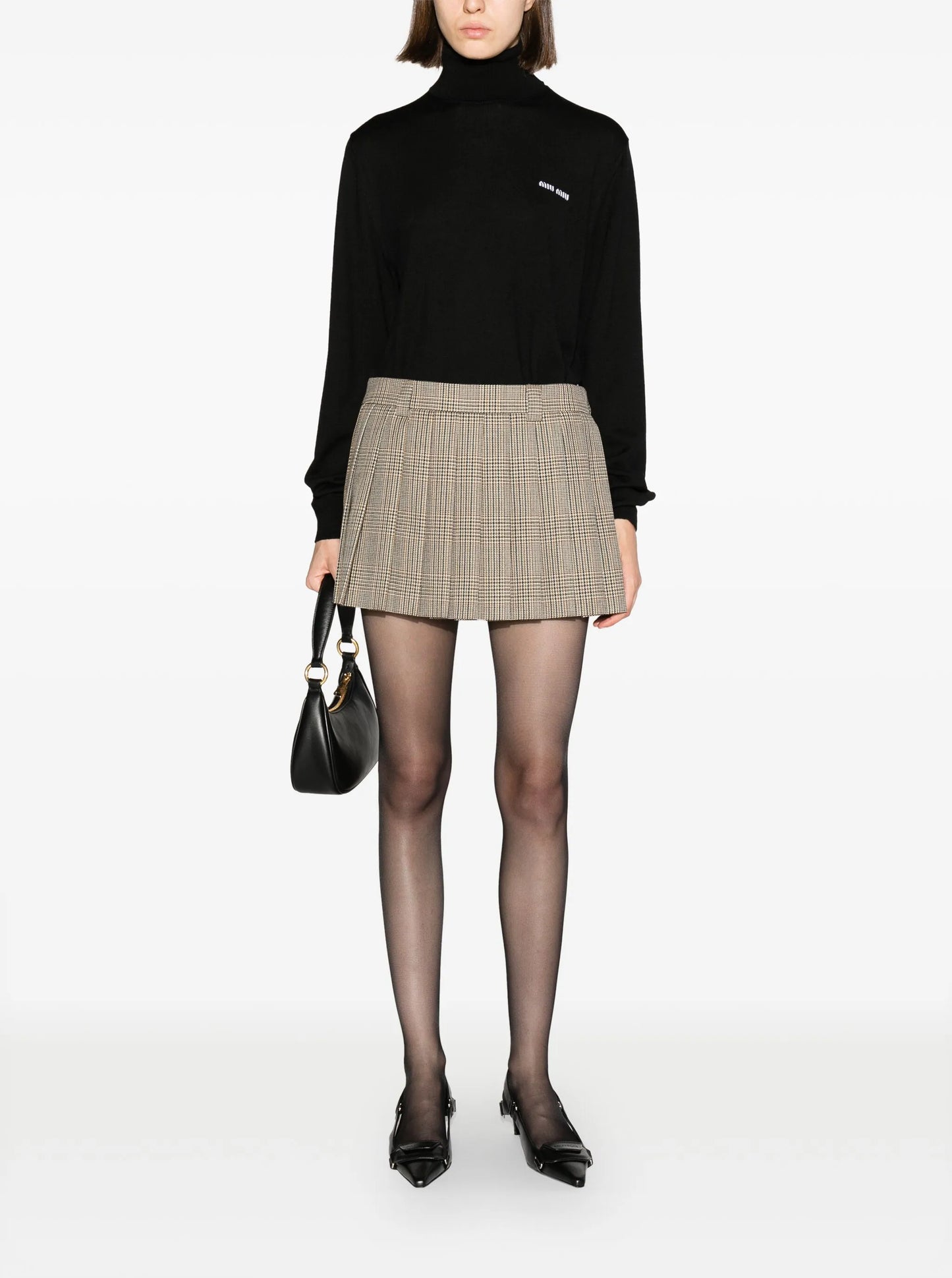 logo-jacquard roll-neck jumper