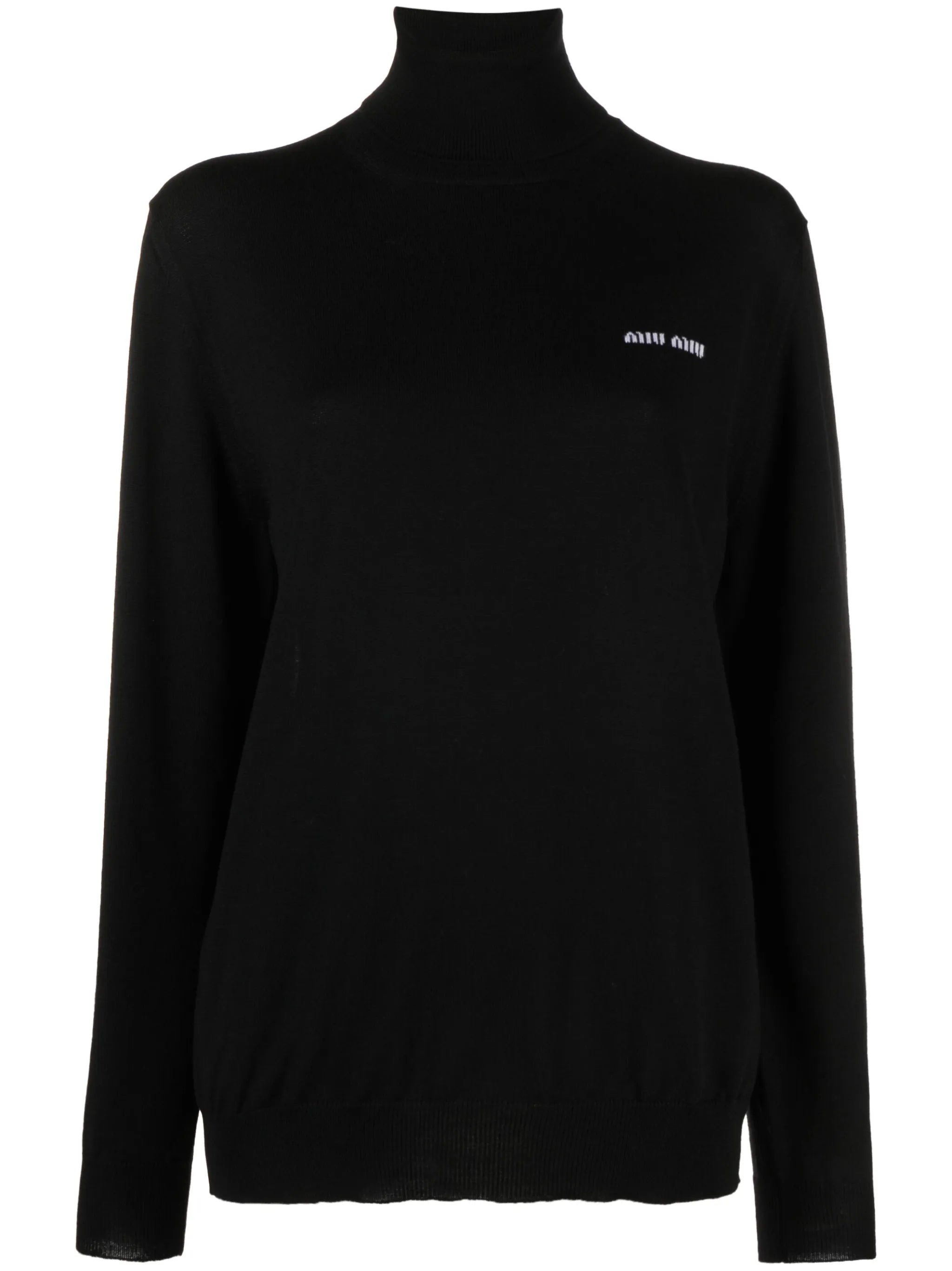 logo-jacquard roll-neck jumper