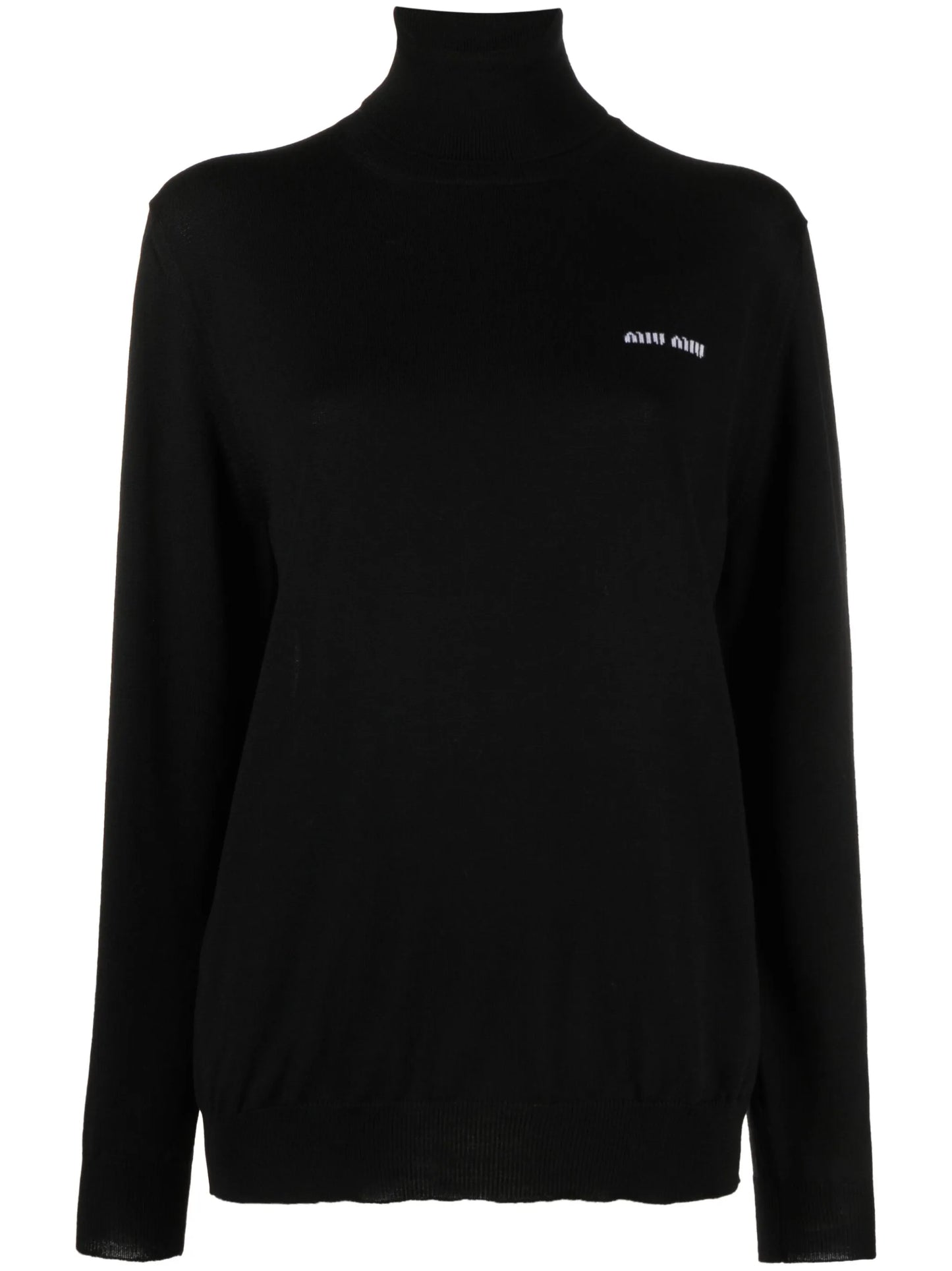 logo-jacquard roll-neck jumper