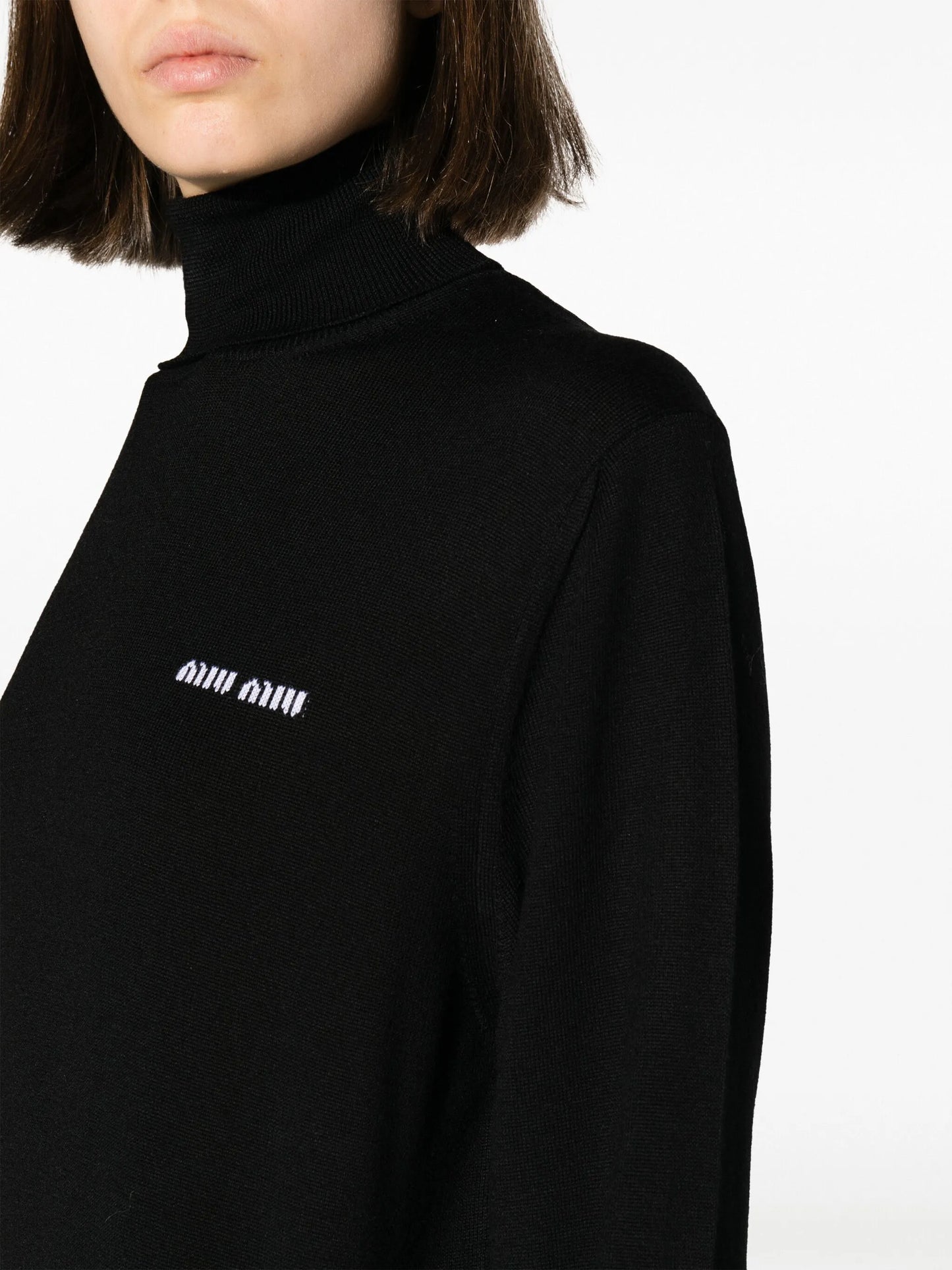 logo-jacquard roll-neck jumper