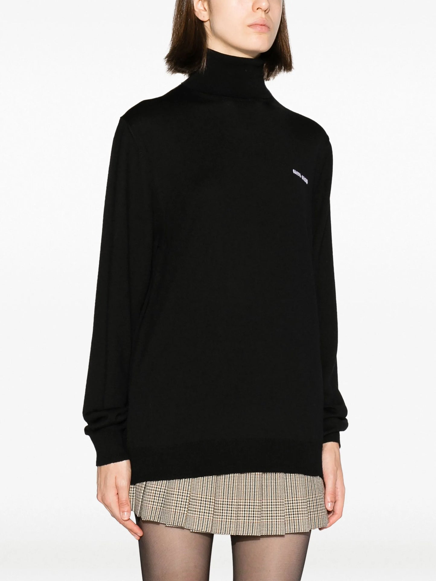 logo-jacquard roll-neck jumper