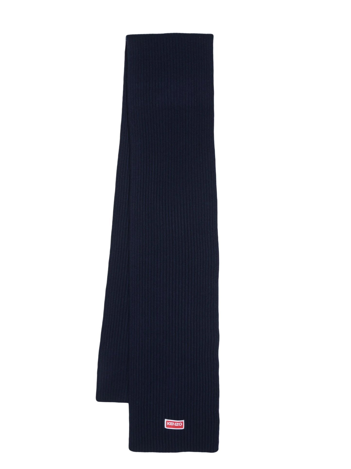 logo-patch ribbed-knit scarf