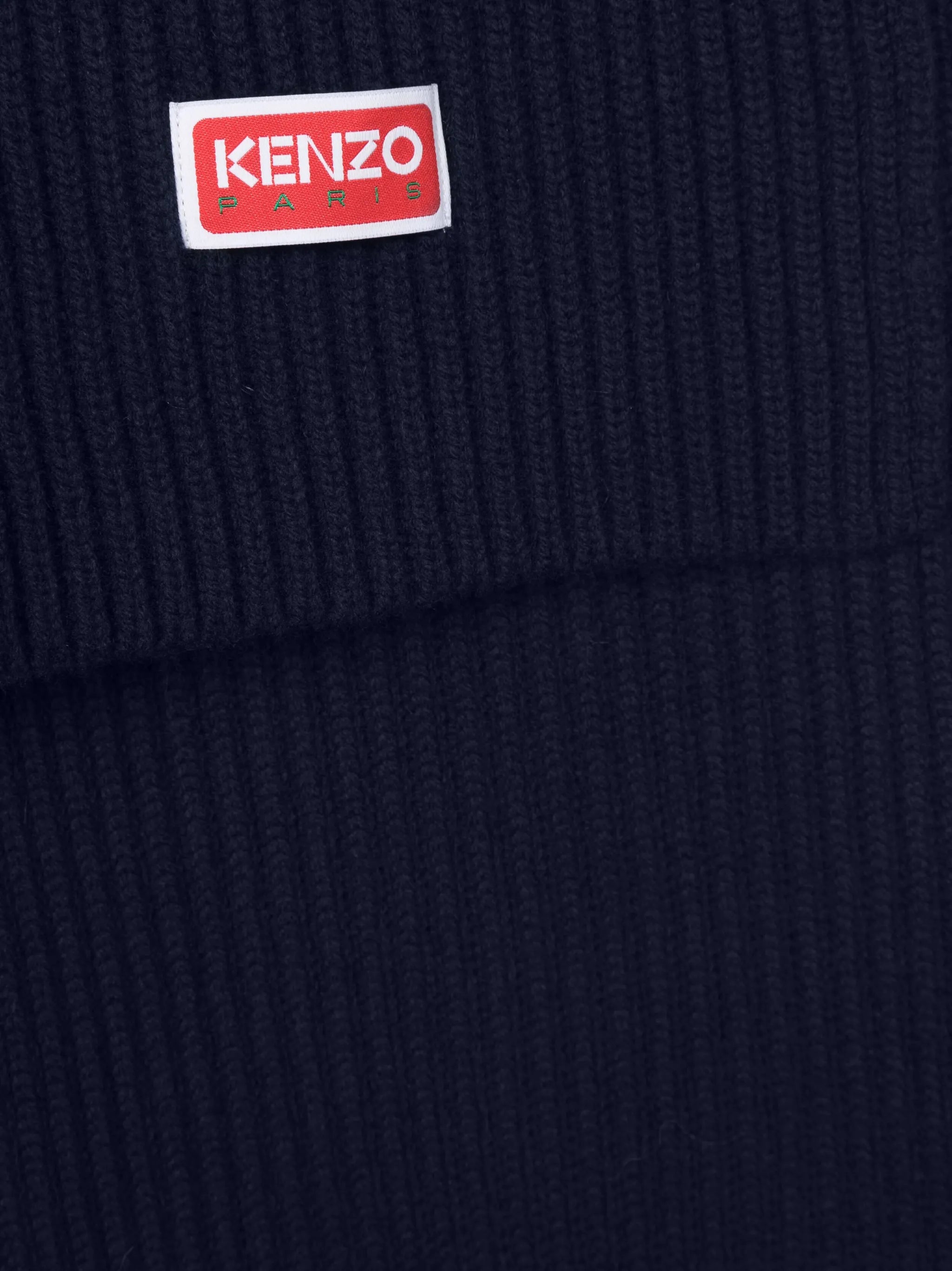 logo-patch ribbed-knit scarf