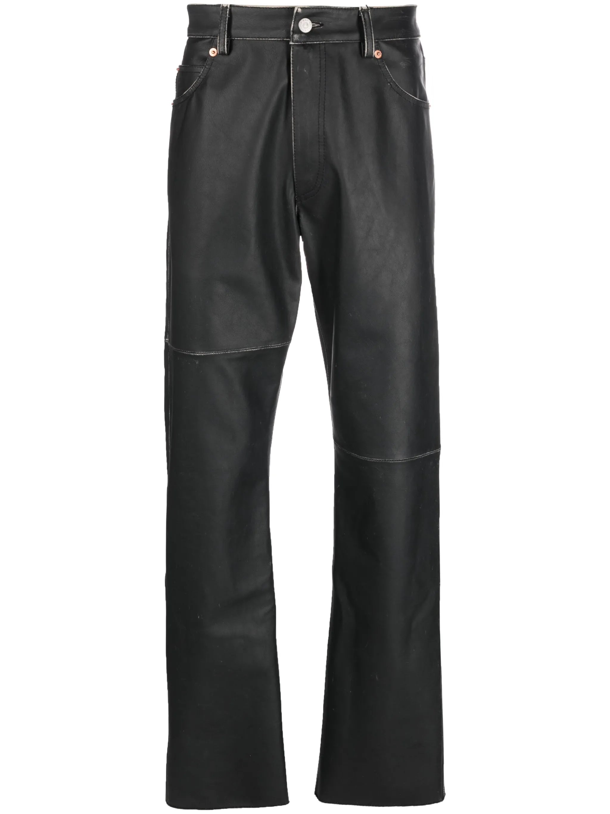 straight-leg leather trousers