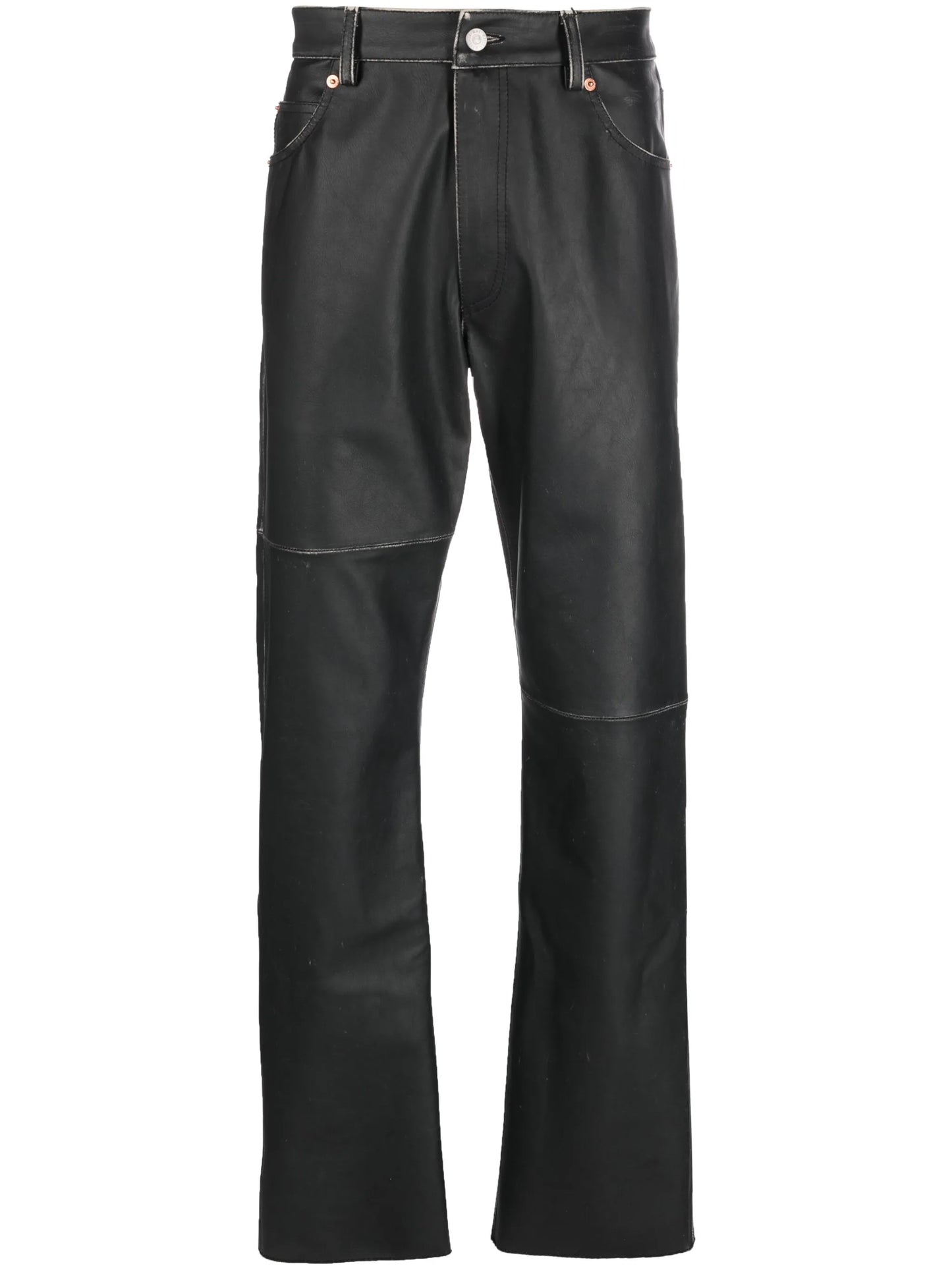 straight-leg leather trousers