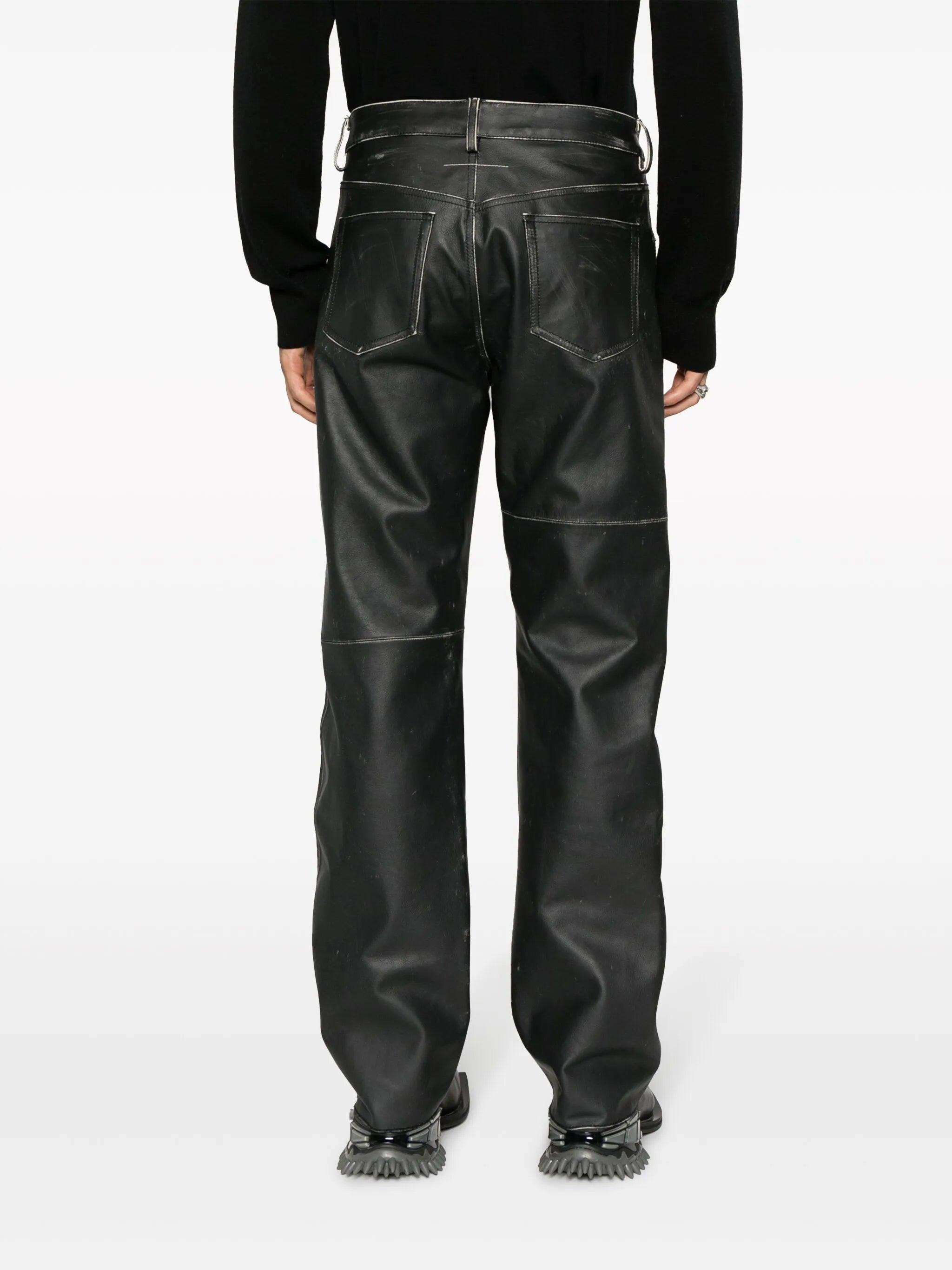 straight-leg leather trousers